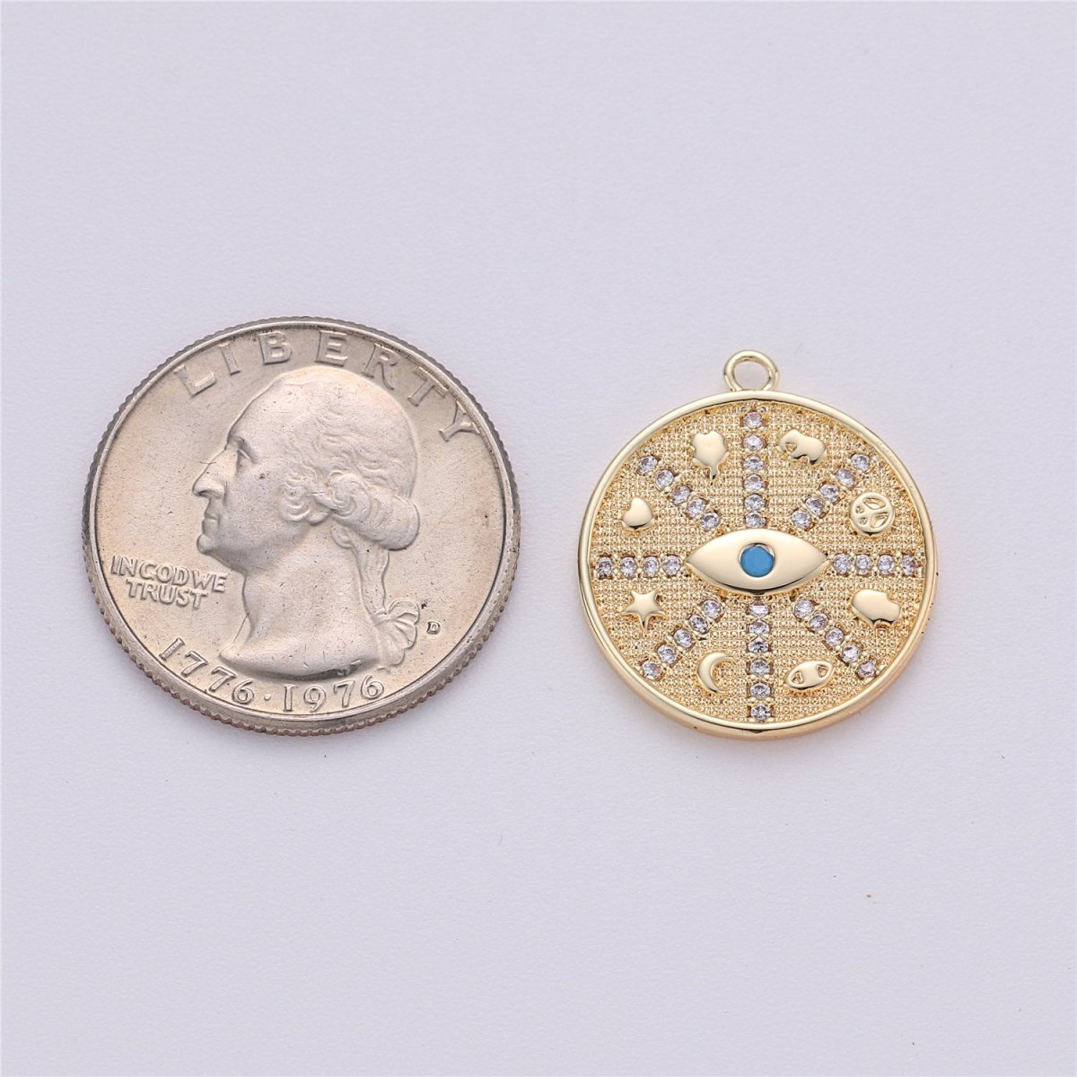 Medallion Charm,Hamsa Hand medallion,Evil eye medallion, Elephant medallion, Heart Good luck necklace Star Luck Pendant C-476