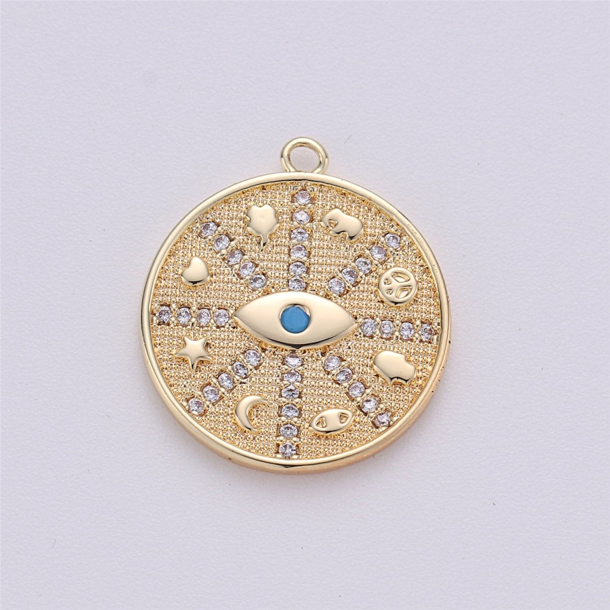 Medallion Charm,Hamsa Hand medallion,Evil eye medallion, Elephant medallion, Heart Good luck necklace Star Luck Pendant C-476