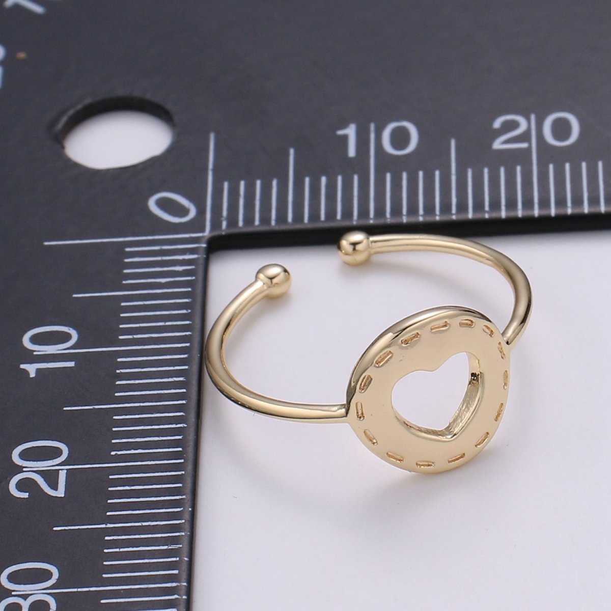Mending Heart 18k Gold Ring, Love Adjustable Gold Curb Ring, Simple Ring, Circle Ring R-264