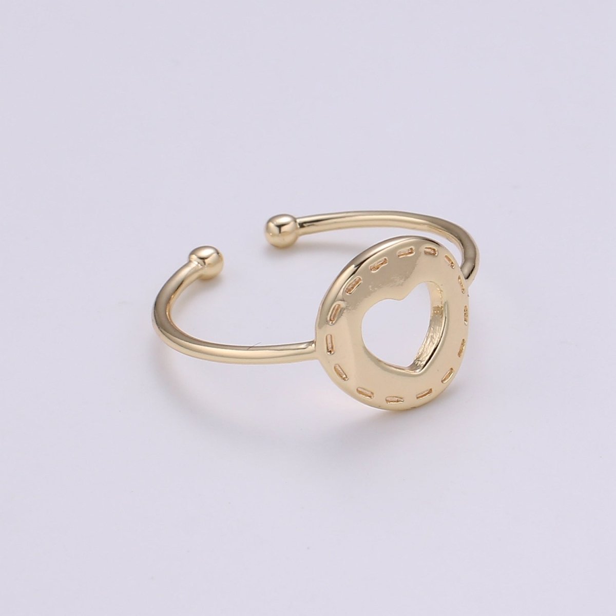 Mending Heart 18k Gold Ring, Love Adjustable Gold Curb Ring, Simple Ring, Circle Ring R-264