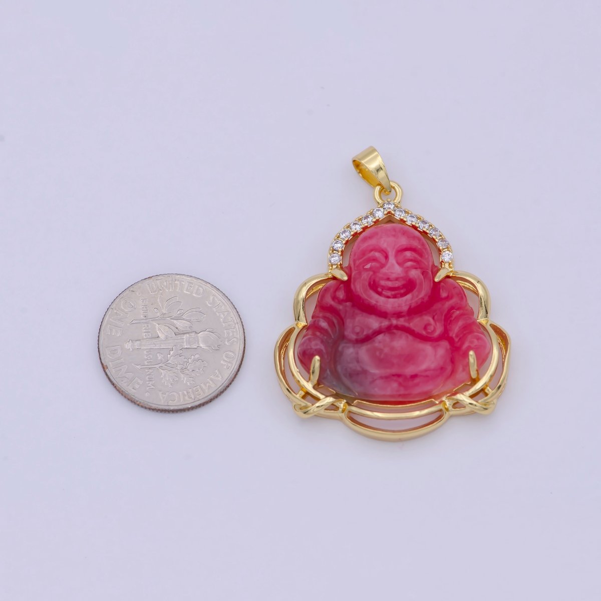 Men's Women's Real Red Jade Buddha 24k Gold Filled Pendant Fashion Statement Jewelry O-100