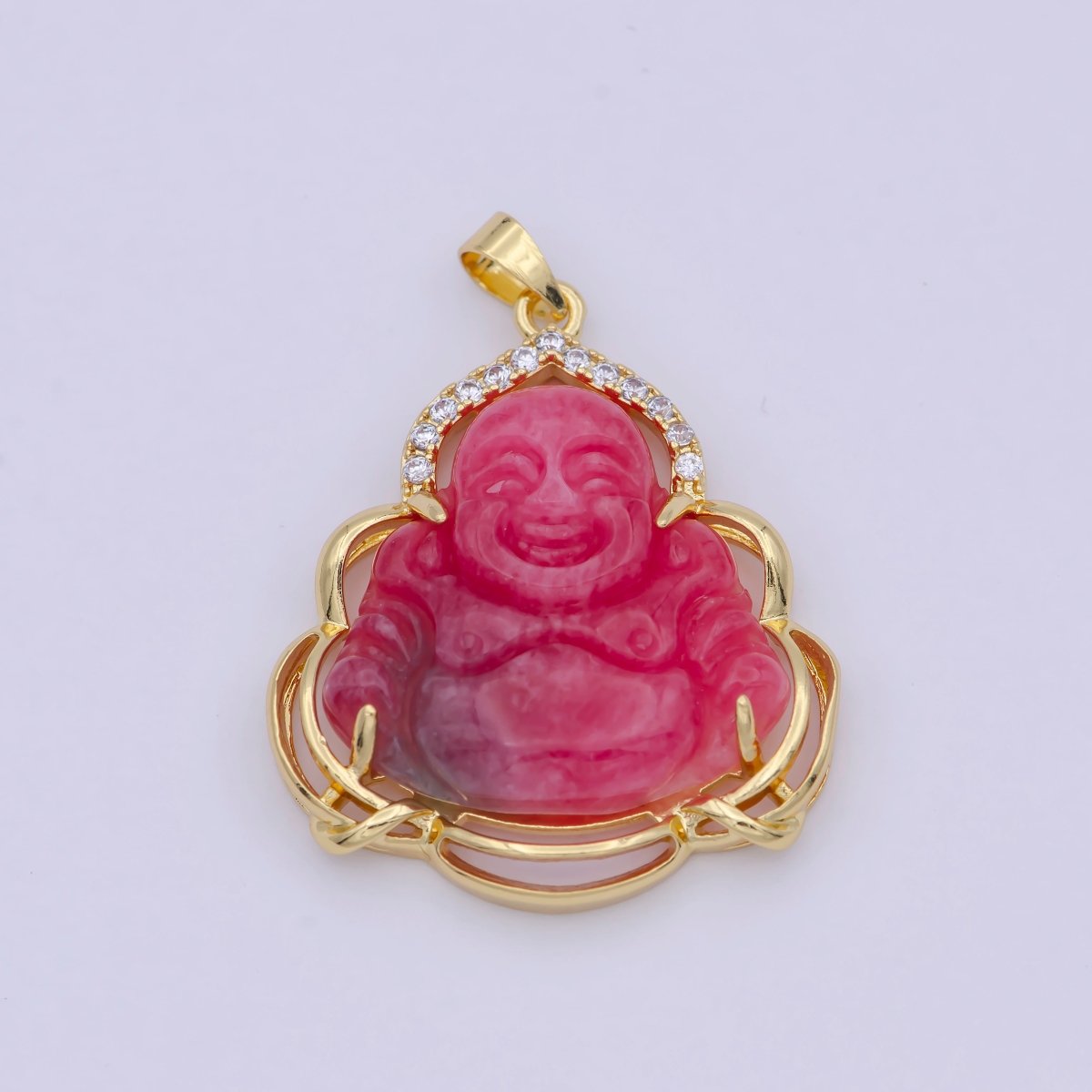 Men's Women's Real Red Jade Buddha 24k Gold Filled Pendant Fashion Statement Jewelry O-100