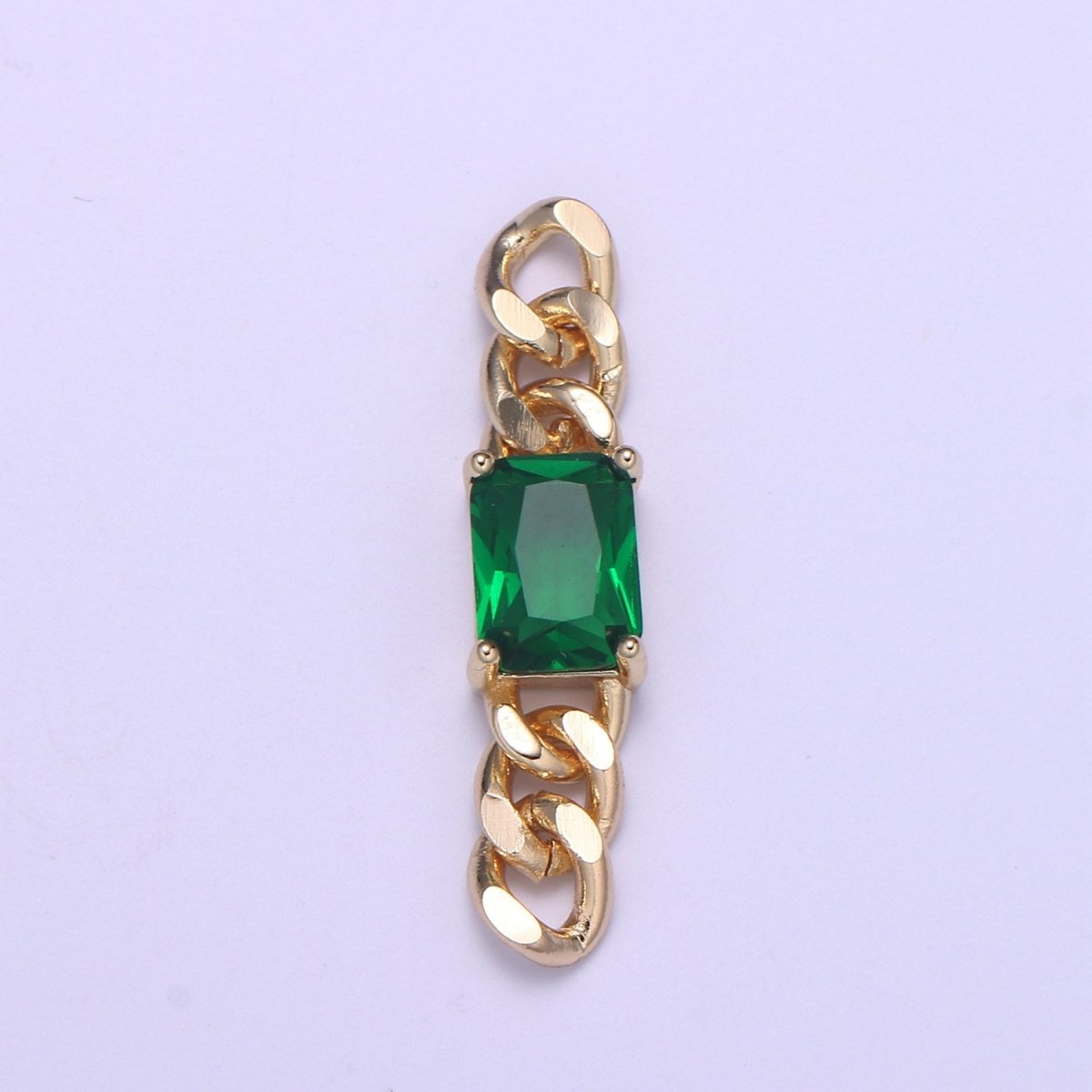Miami Cuban Link Connector for Bracelet Necklace Jewelry Making Supply Emerald Green Cubic Charm Connector for Statement Jewelry Making F-677
