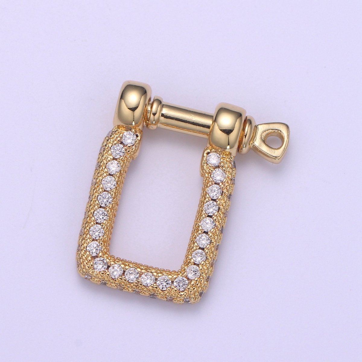 Micor pave Clasp Gold Filled Screw clasp lock, Anchor Shackle, Gold Rectangle Cz Bracelet Necklace Clasp Sailor Bracelet Clasp Supply L-259