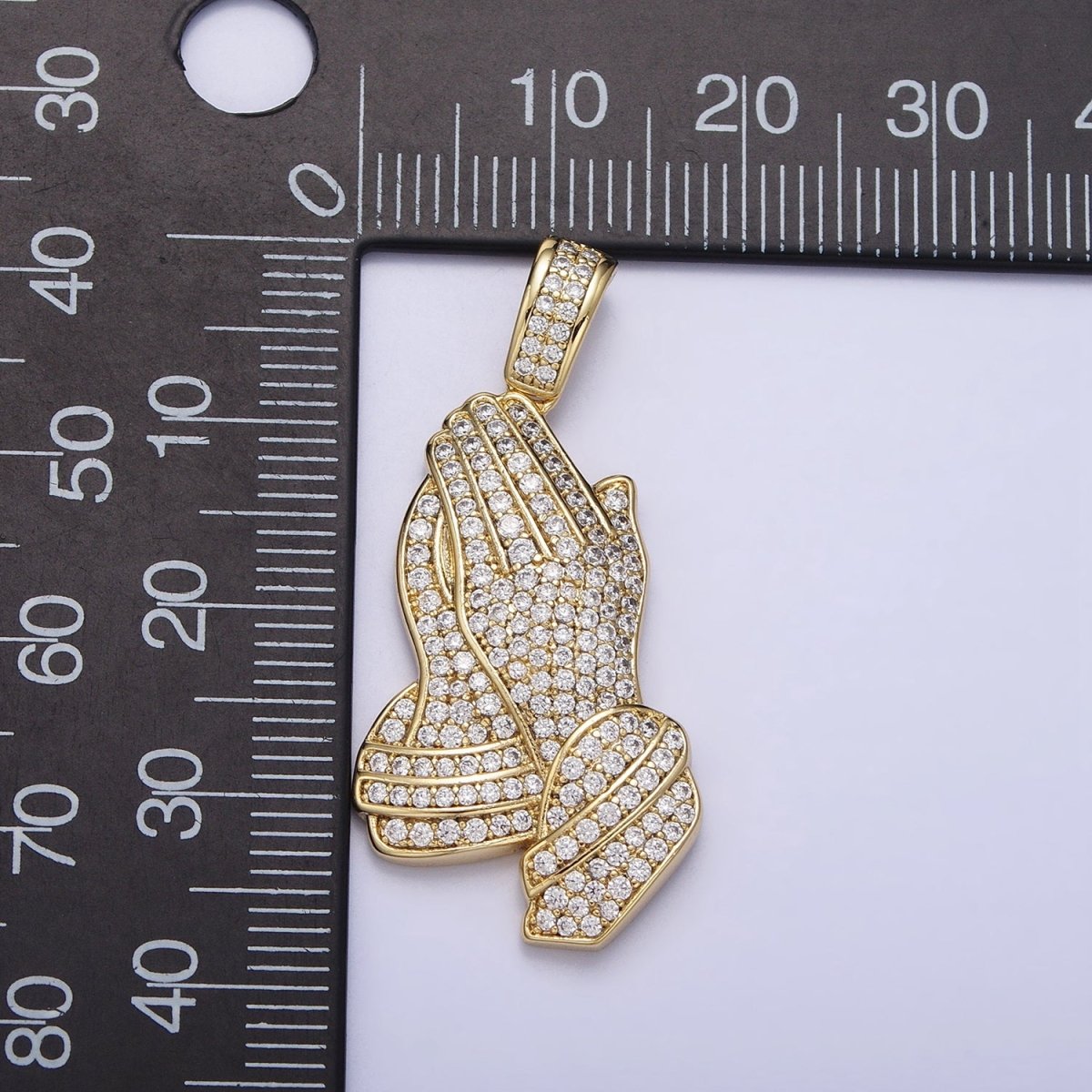 Micro Pave 14k Gold Filled The Lord's Prayer Hands Necklace Charm Gold Praying Hands Jewelry Pendant Religious Jewelry AA299