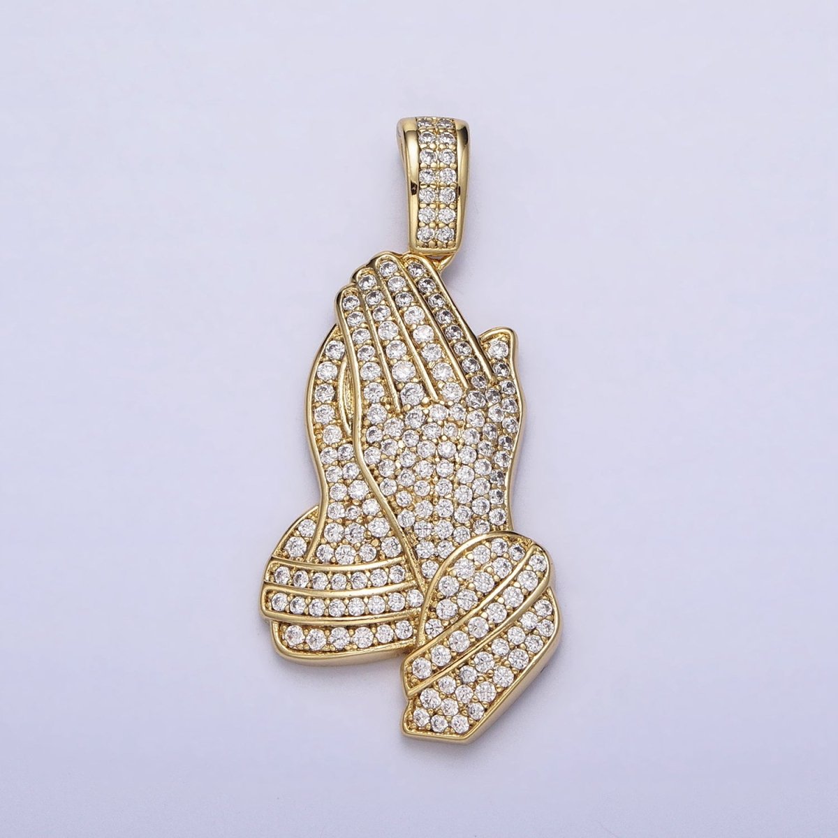 Micro Pave 14k Gold Filled The Lord's Prayer Hands Necklace Charm Gold Praying Hands Jewelry Pendant Religious Jewelry AA299