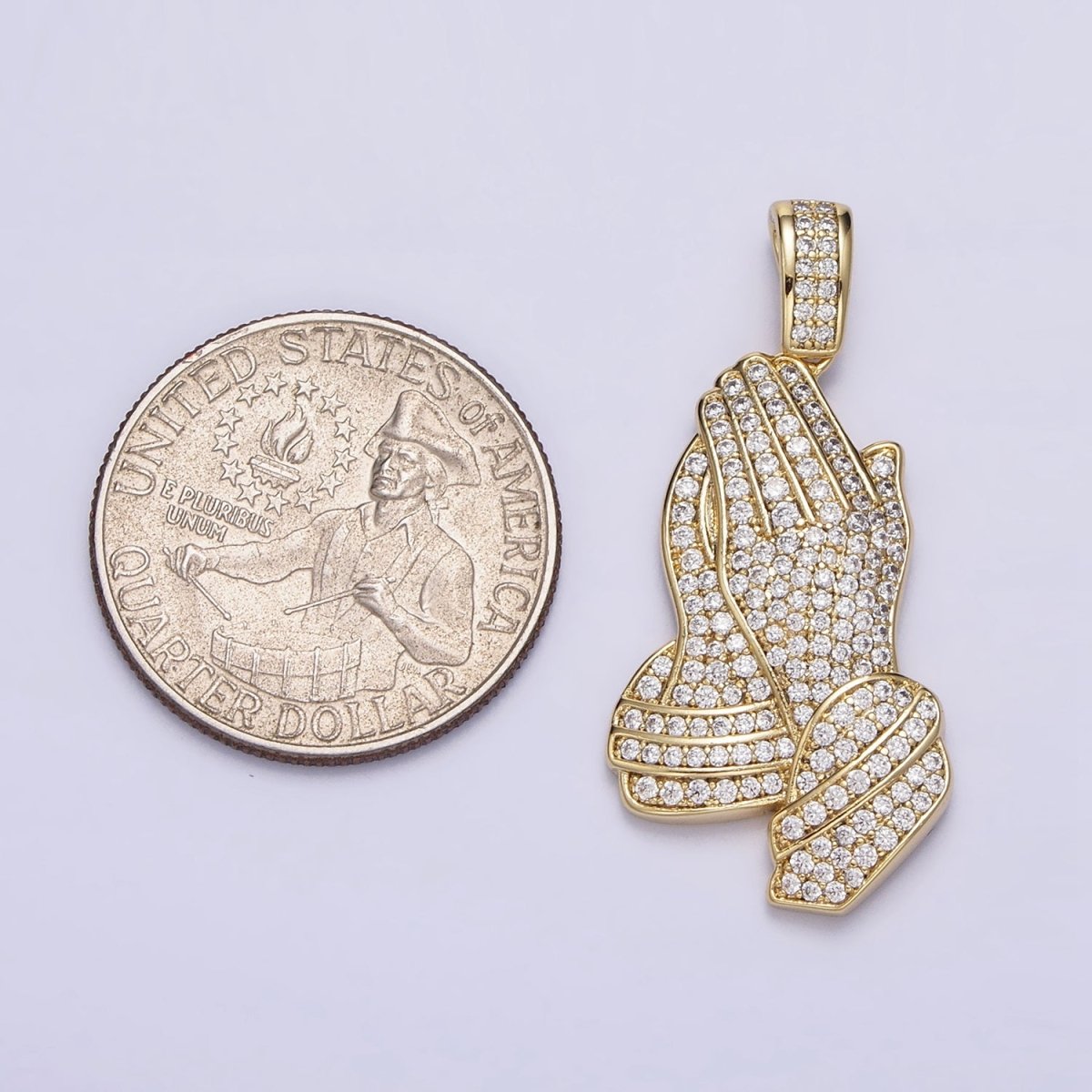 Micro Pave 14k Gold Filled The Lord's Prayer Hands Necklace Charm Gold Praying Hands Jewelry Pendant Religious Jewelry AA299