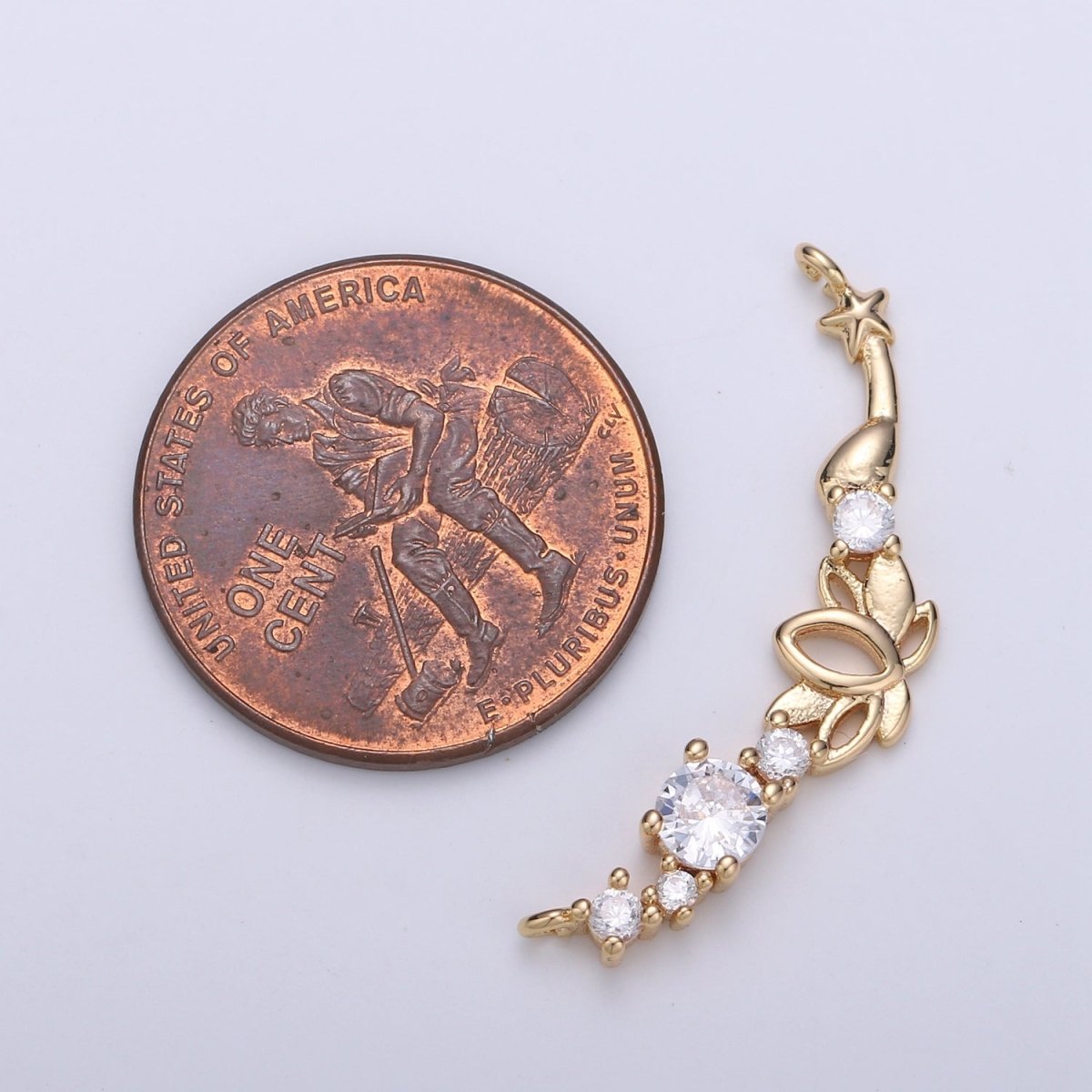 Micro Pave 18k Gold Filled Link Connector Dainty Star Charm Lotus Charm Connector for Bracelet Necklace Jewelry Making Supply F-547