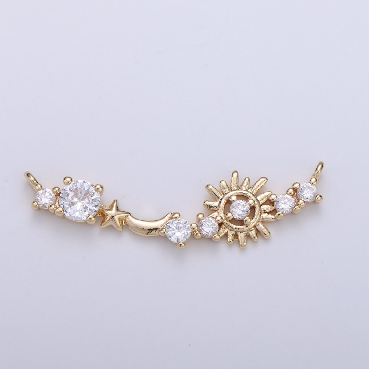 Micro Pave 18k Gold Filled Link Connector Dainty Star Charm Sun Charm Connector for Bracelet Necklace Jewelry Making Supply F-546