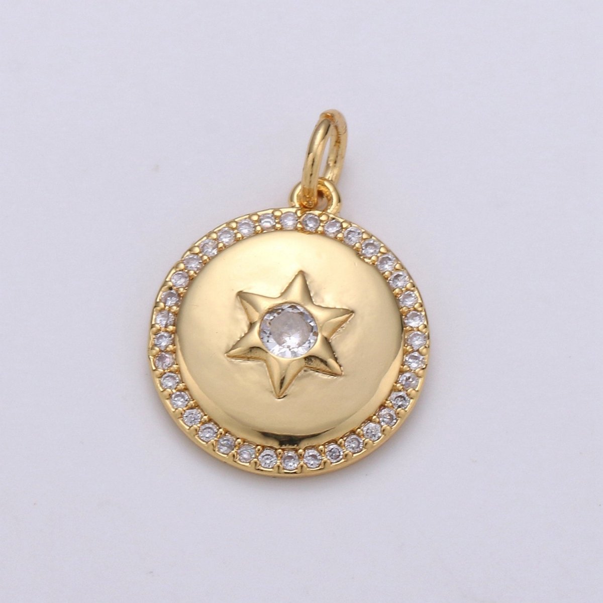 Micro Pave Celestial Jewelry Gold Star Charm Jewelry Making Supply 24K Gold Filled Findings D-407 D-408