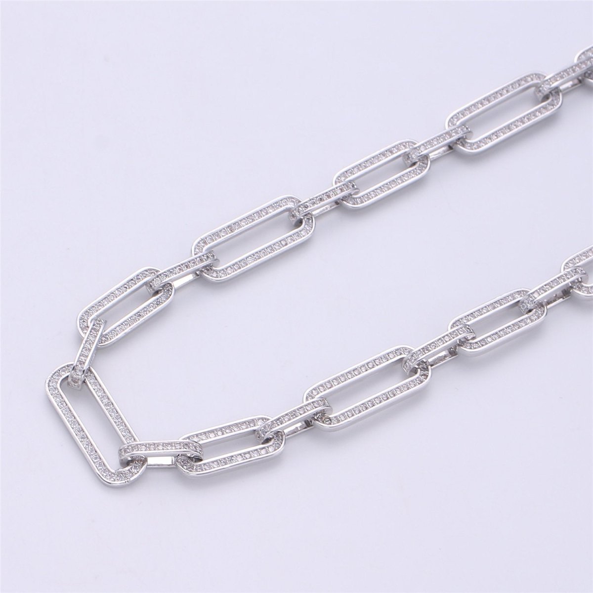 Micro Pave Chain 24K Gold Filled PAPER CLIP Chain, Thick Elongated Chain by Meter for Statement Necklace Making Supply, 36inch Length,8X20mm 1mm Thickness , UNIQUE PAPERCLIP Chain | WA-1364 Clearance Pricing