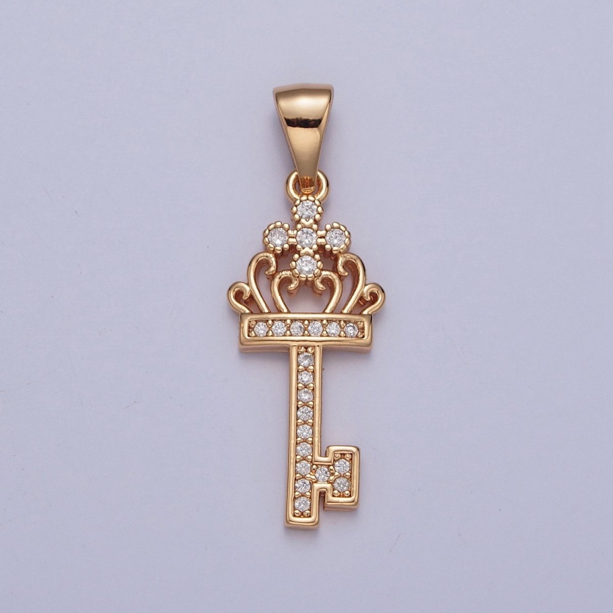 Micro Pave Clear Cubic Zirconia Barden Bella Key Pendant For Necklace Making X-372
