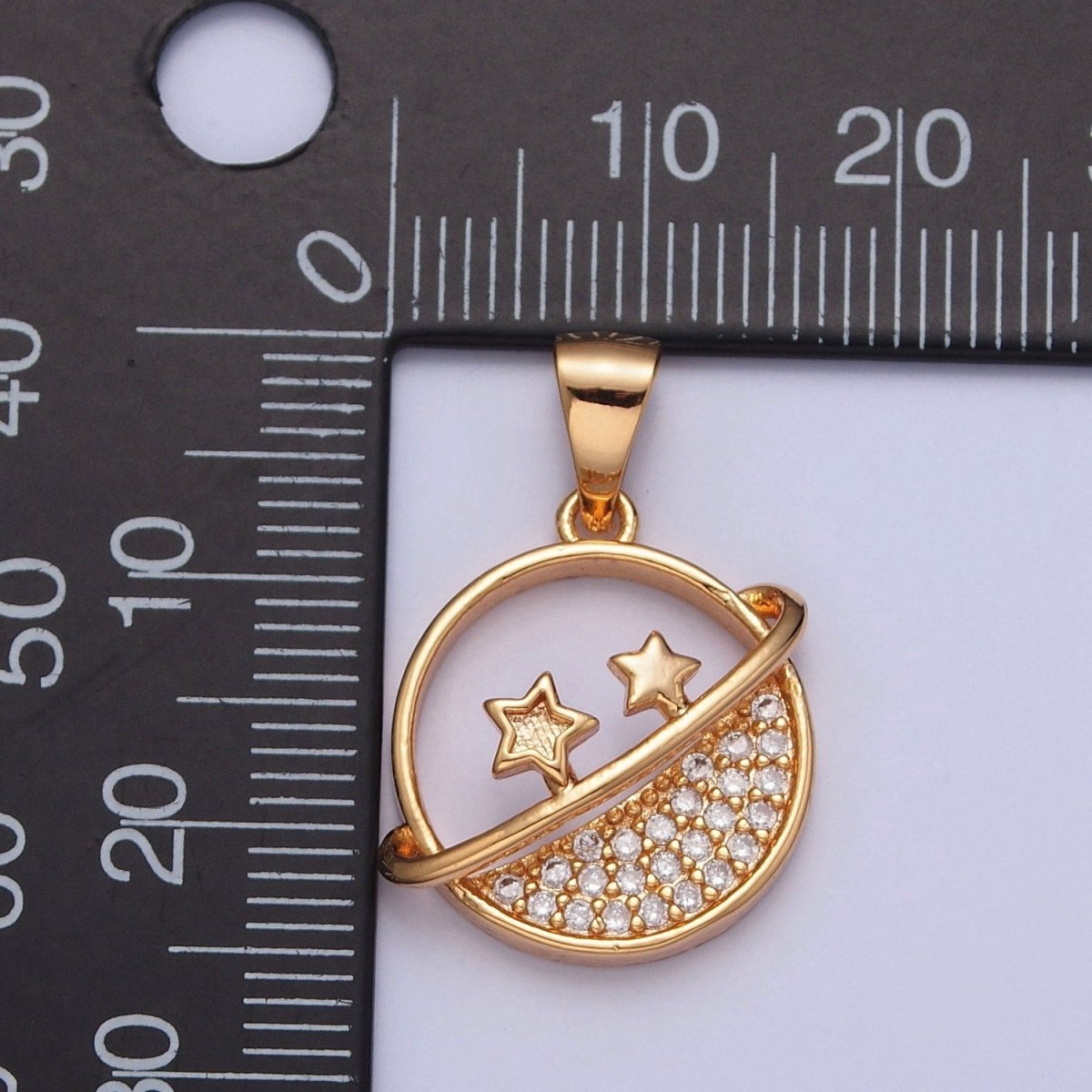 Micro Pave Clear  Cubic Zirconia  Celestial Space Star For Necklace Making, X-373