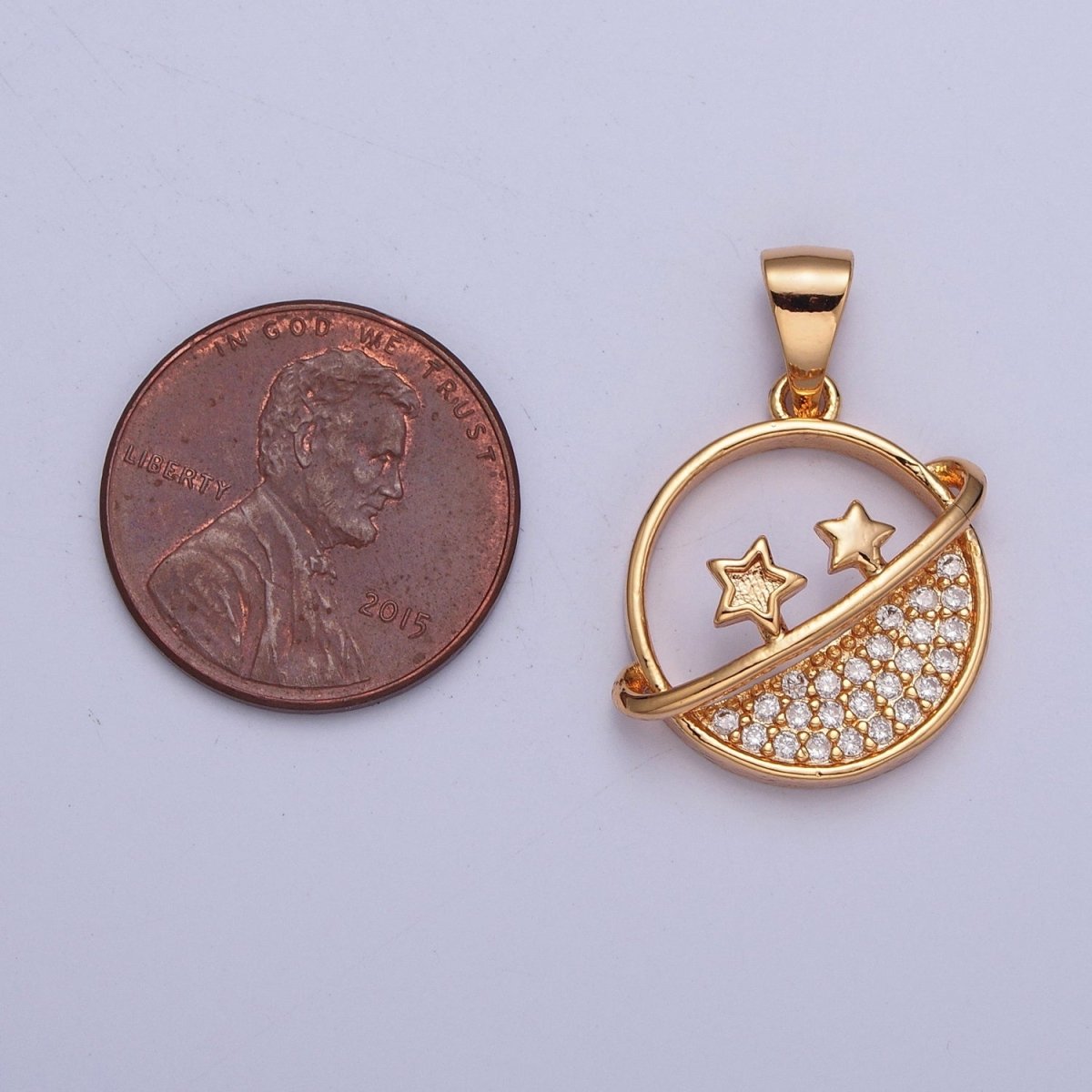 Micro Pave Clear  Cubic Zirconia  Celestial Space Star For Necklace Making, X-373