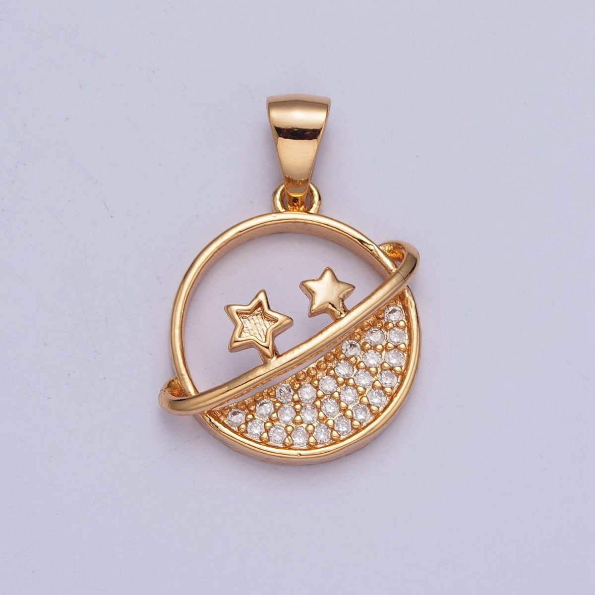 Micro Pave Clear  Cubic Zirconia  Celestial Space Star For Necklace Making, X-373