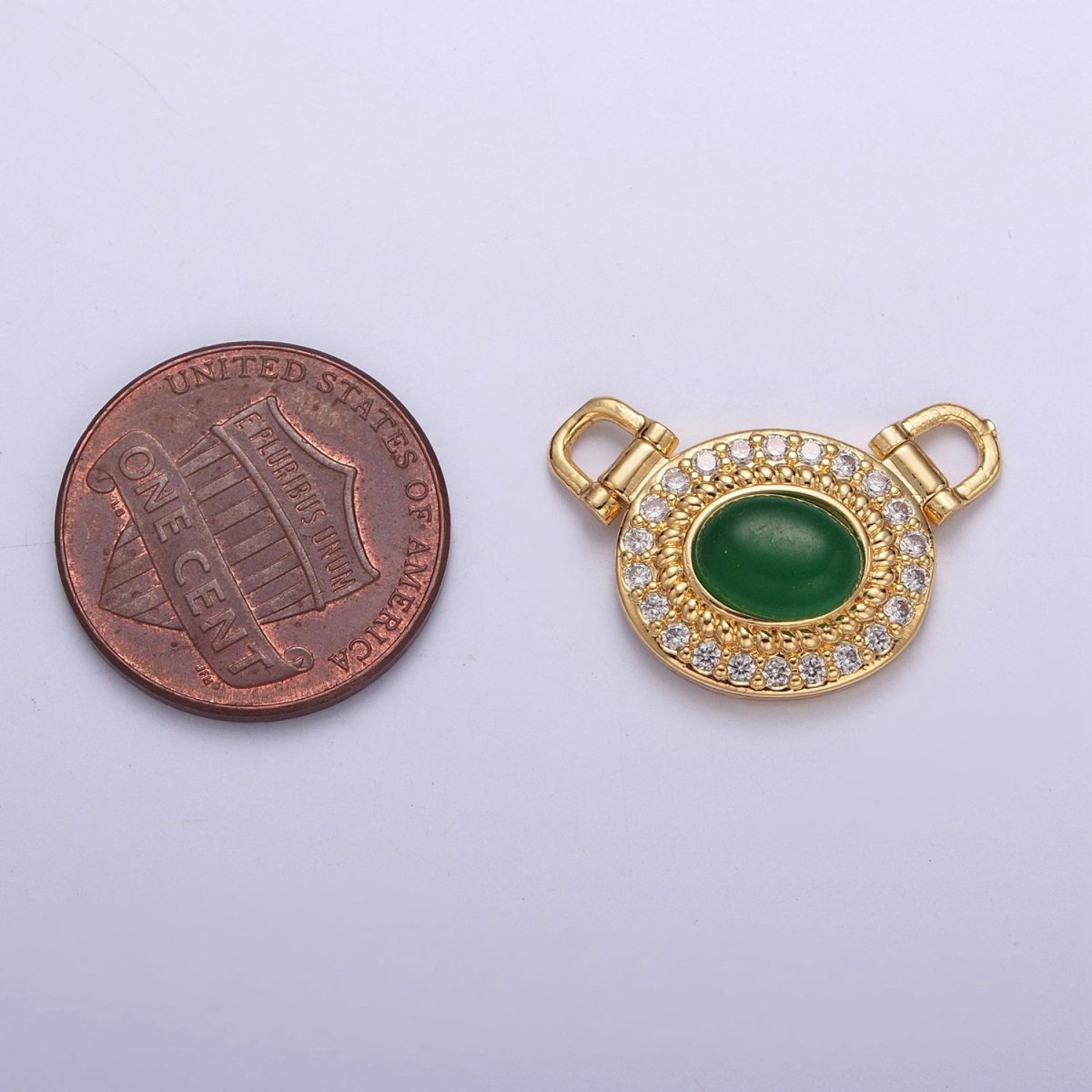 Micro Pave Clear CZ Green Stone Connector G-913