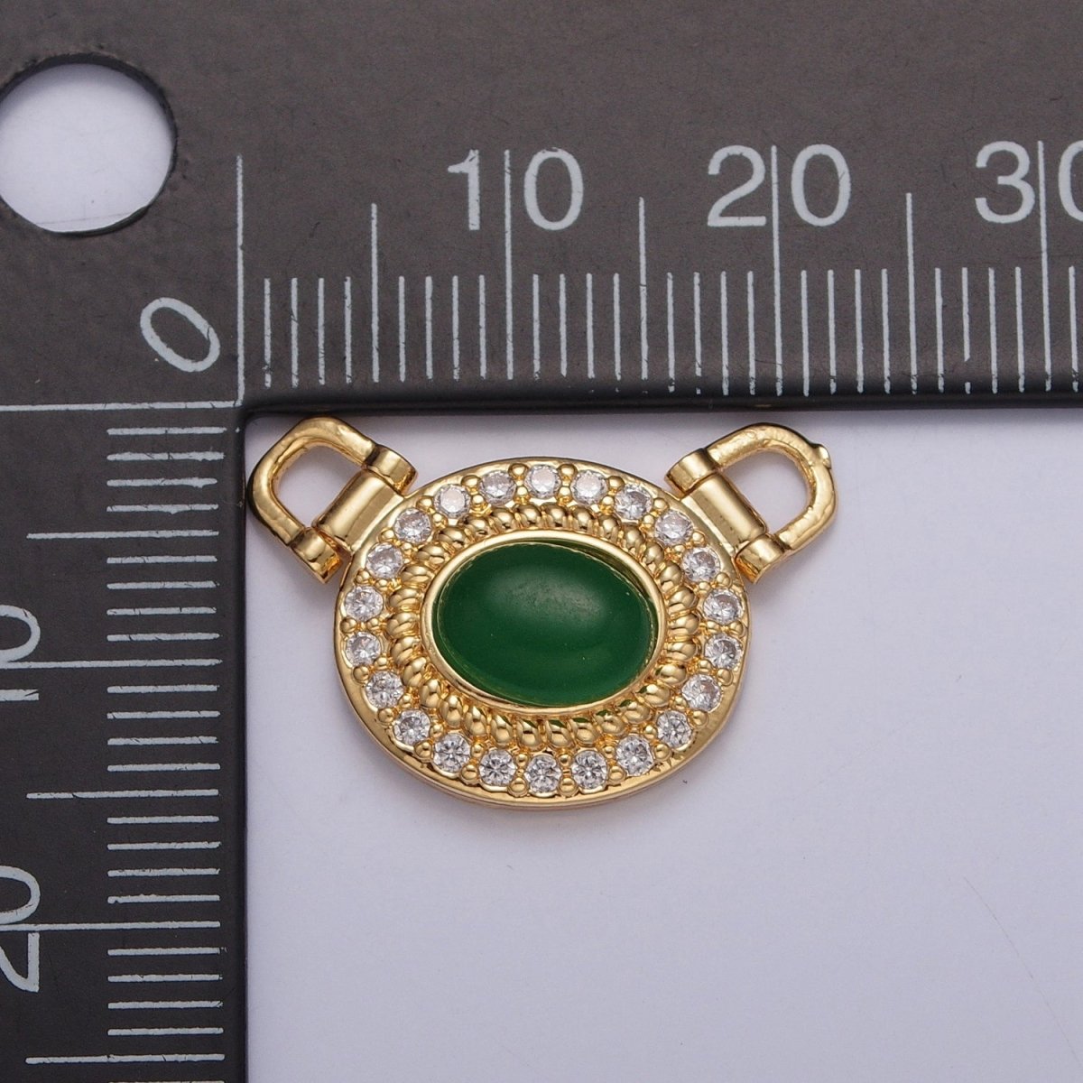 Micro Pave Clear CZ Green Stone Connector G-913