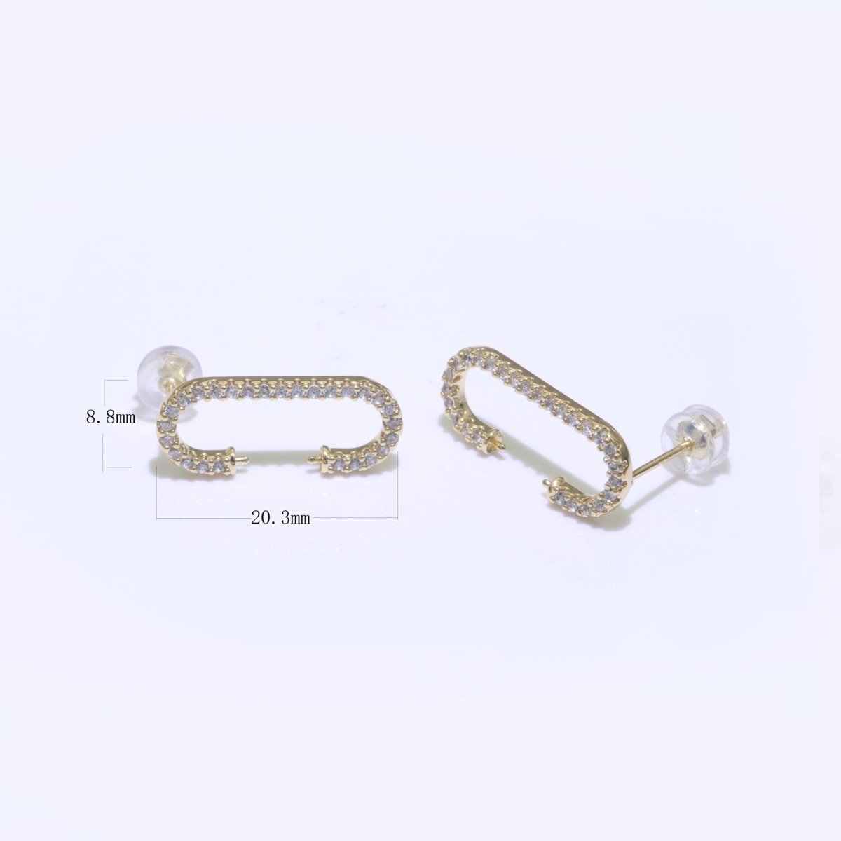 Micro Pave Clear Cz Stud Earring in Gold Filled C shaped Stud Earring T-058