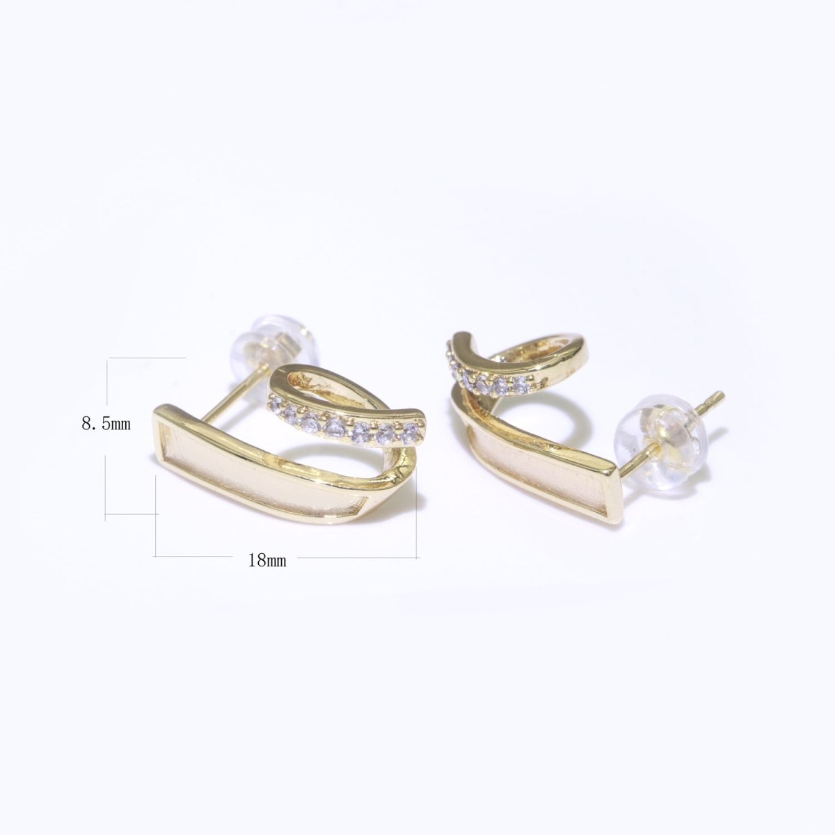 Micro Pave Clear Cz Stud Earring in Gold Filled Twist Stud Earring T-059
