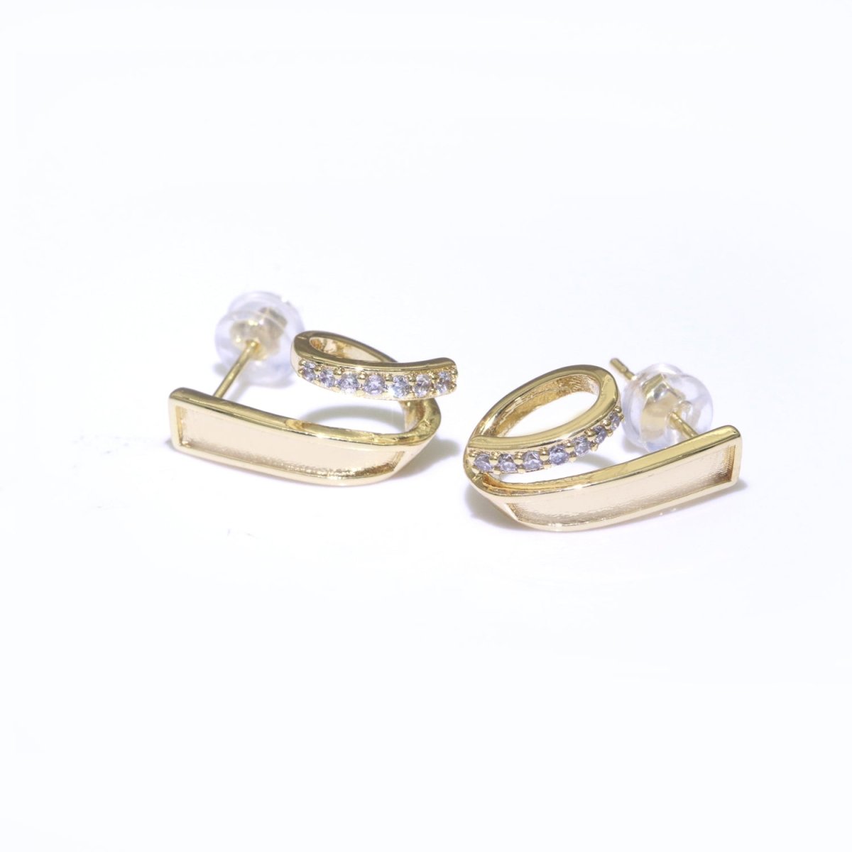 Micro Pave Clear Cz Stud Earring in Gold Filled Twist Stud Earring T-059