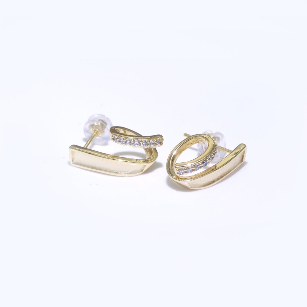 Micro Pave Clear Cz Stud Earring in Gold Filled Twist Stud Earring T-059