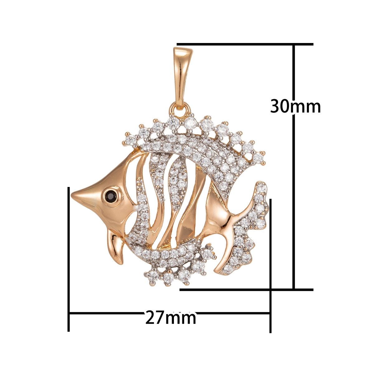 Micro Pave Clown Fish Pendant in 18K Gold Filled Charm Cubic Fish Charm Animal Pendant Jewelry for Necklace Component I-253