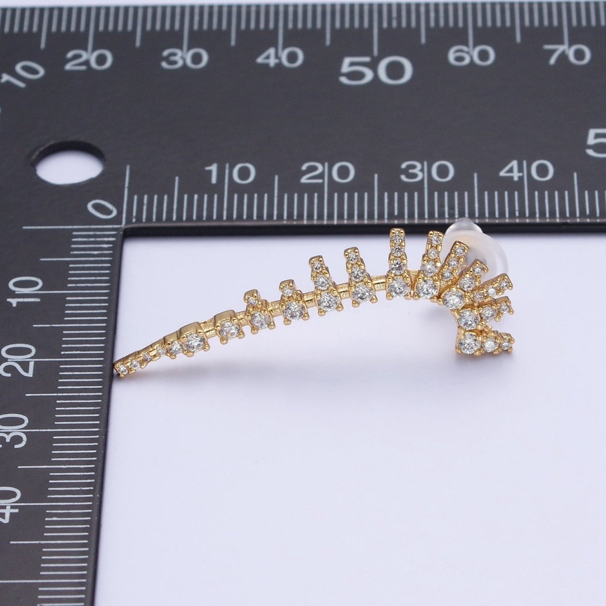 Micro Pave Cubic Zirconia Baguette Ear Climber Stud Earrings T-190