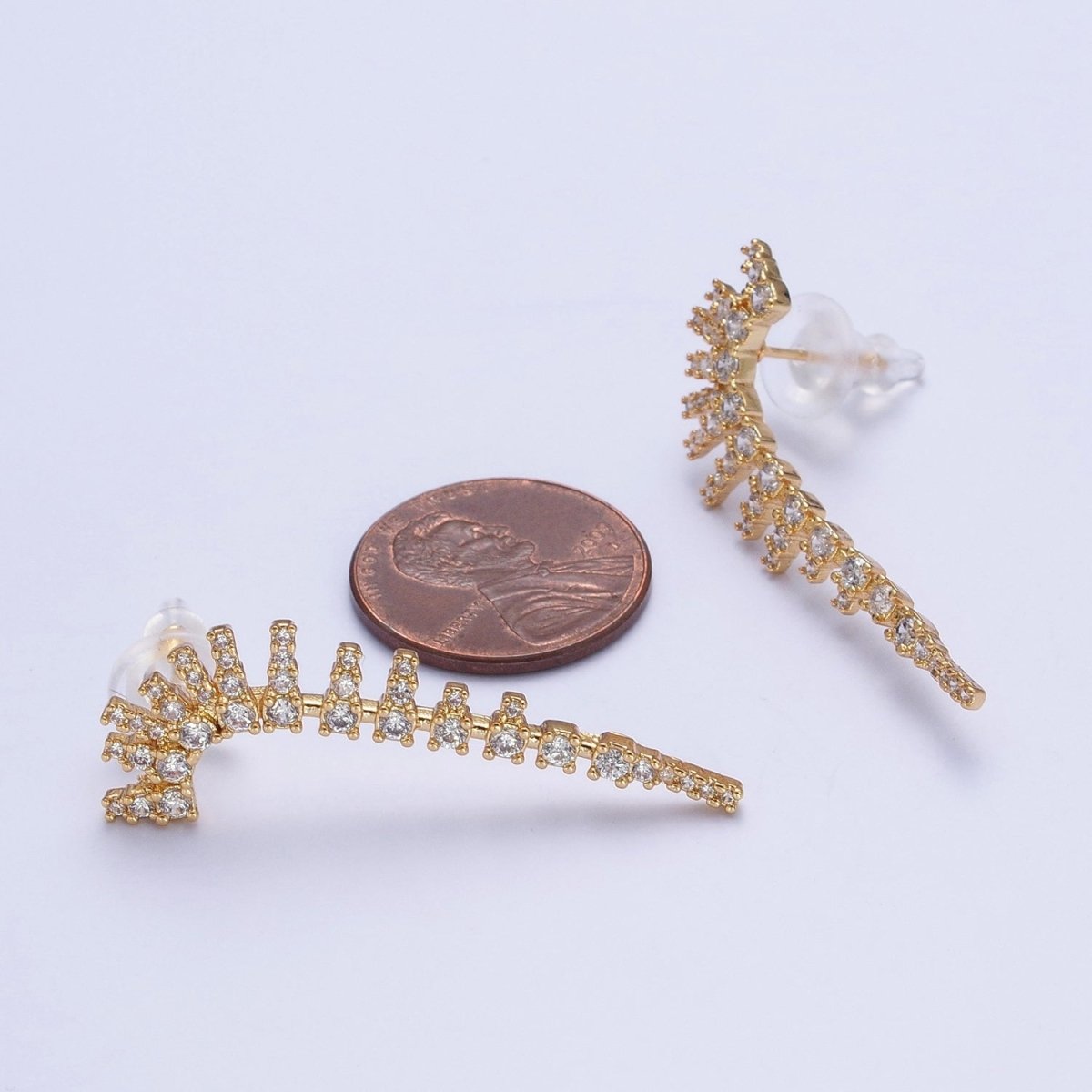 Micro Pave Cubic Zirconia Baguette Ear Climber Stud Earrings T-190