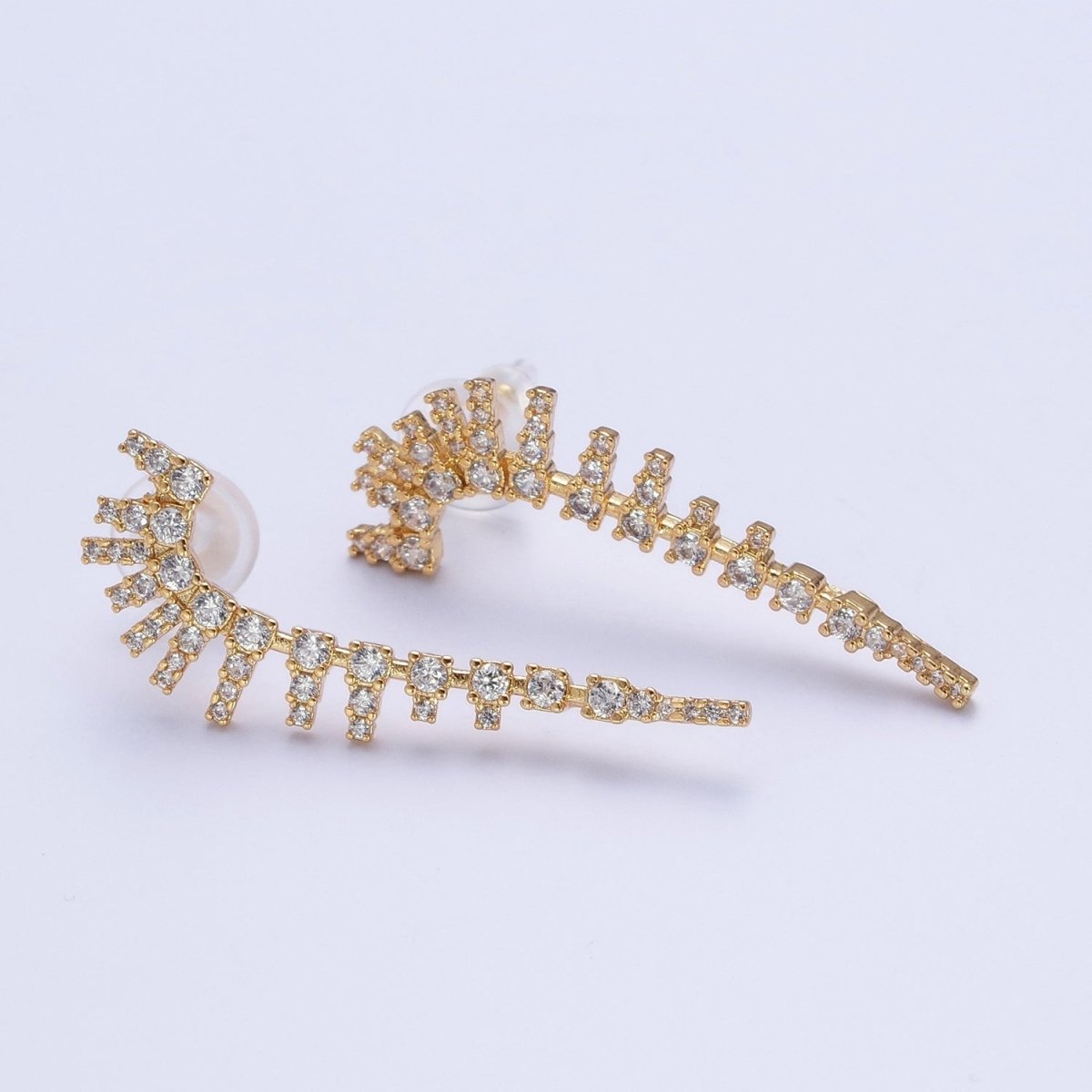 Micro Pave Cubic Zirconia Baguette Ear Climber Stud Earrings T-190