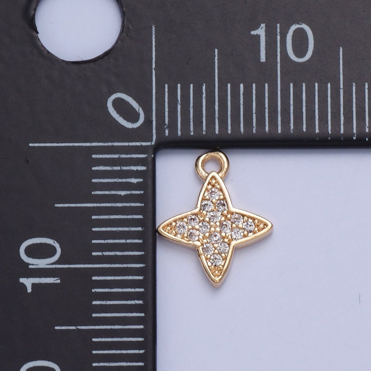 Micro Pave Cubic Zirconia North Star Charm For Jewelry Making, X-026