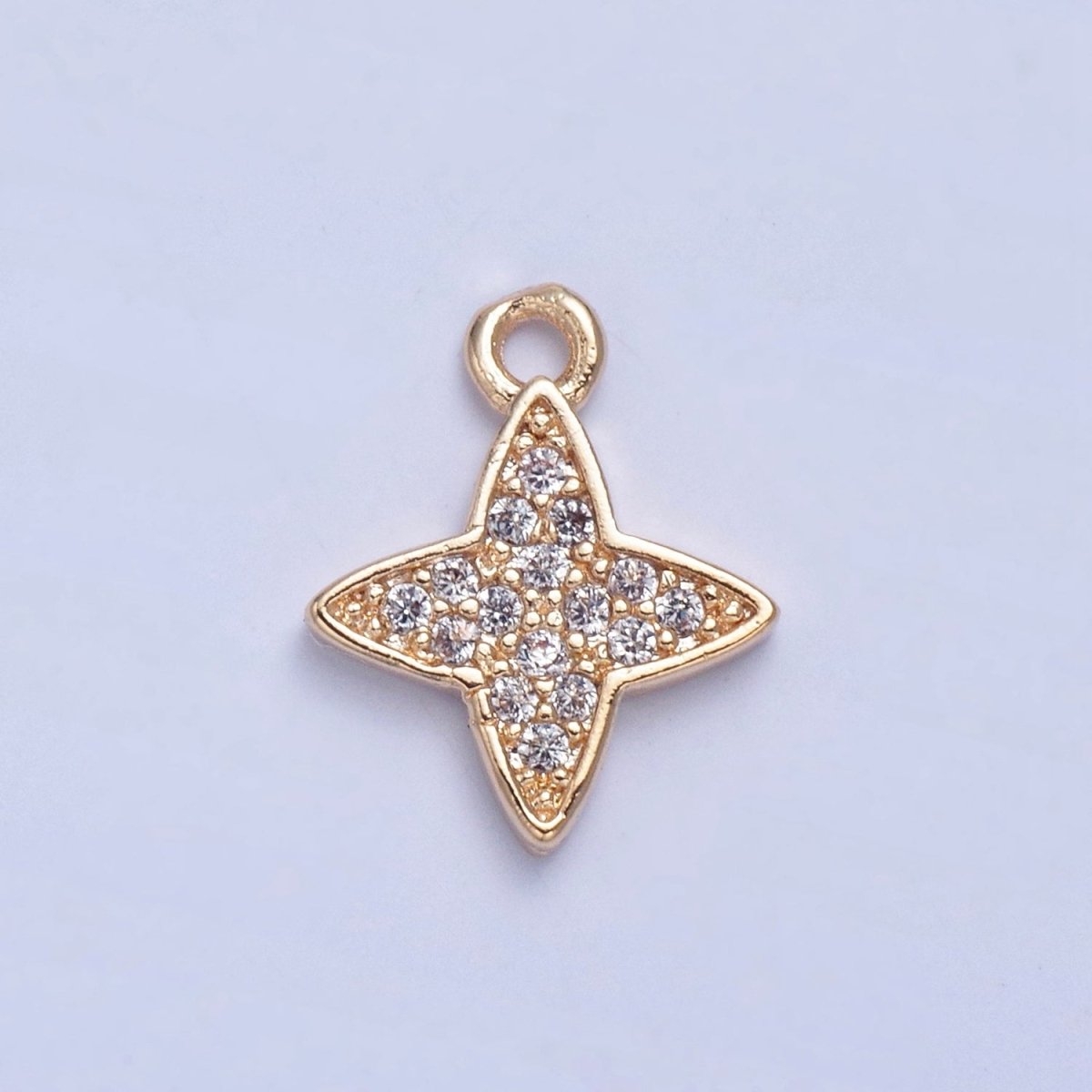 Micro Pave Cubic Zirconia North Star Charm For Jewelry Making, X-026