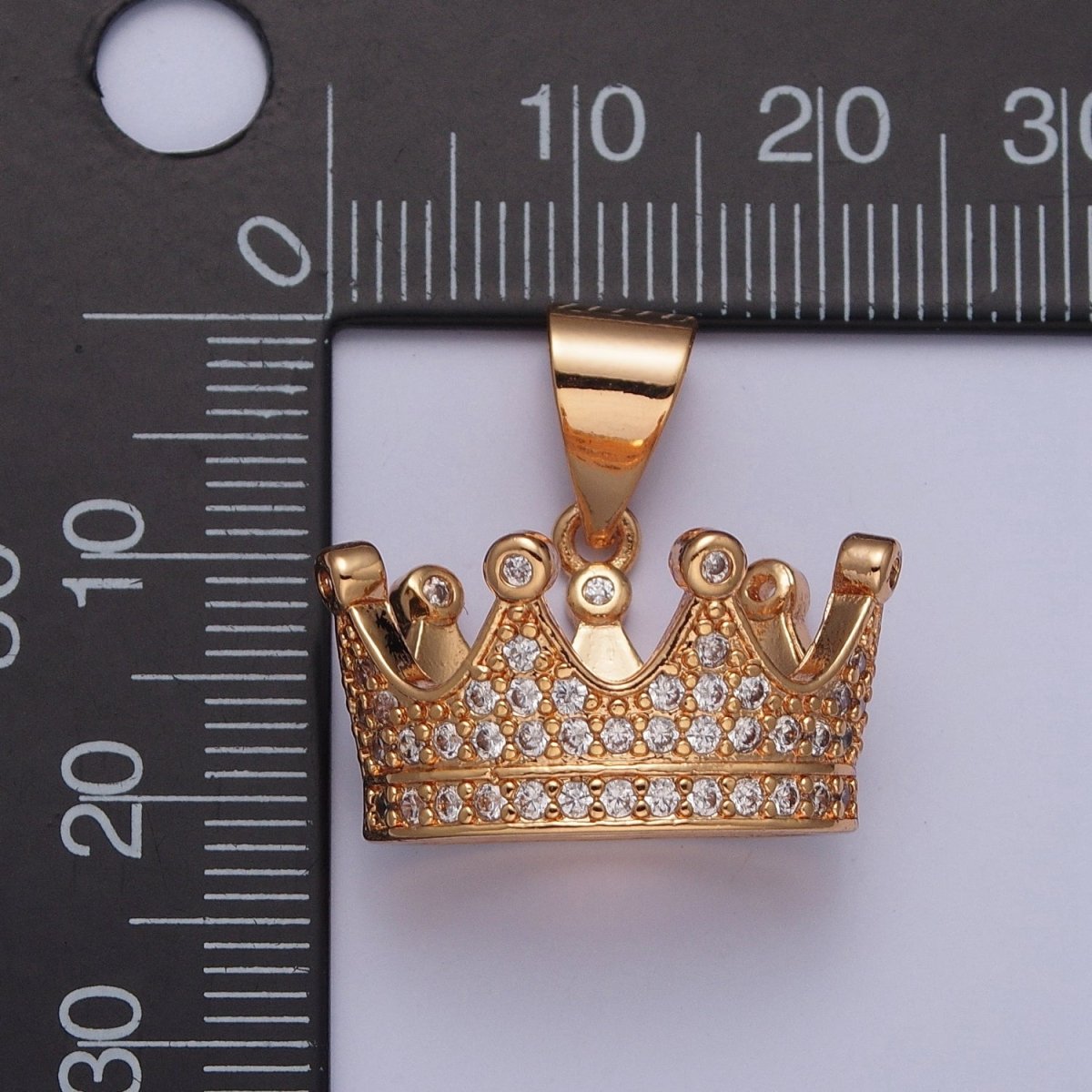 Micro Pave CZ Crown Pendant, Royalty King Queen Cubic Zirconia Charm Pendant  X-351