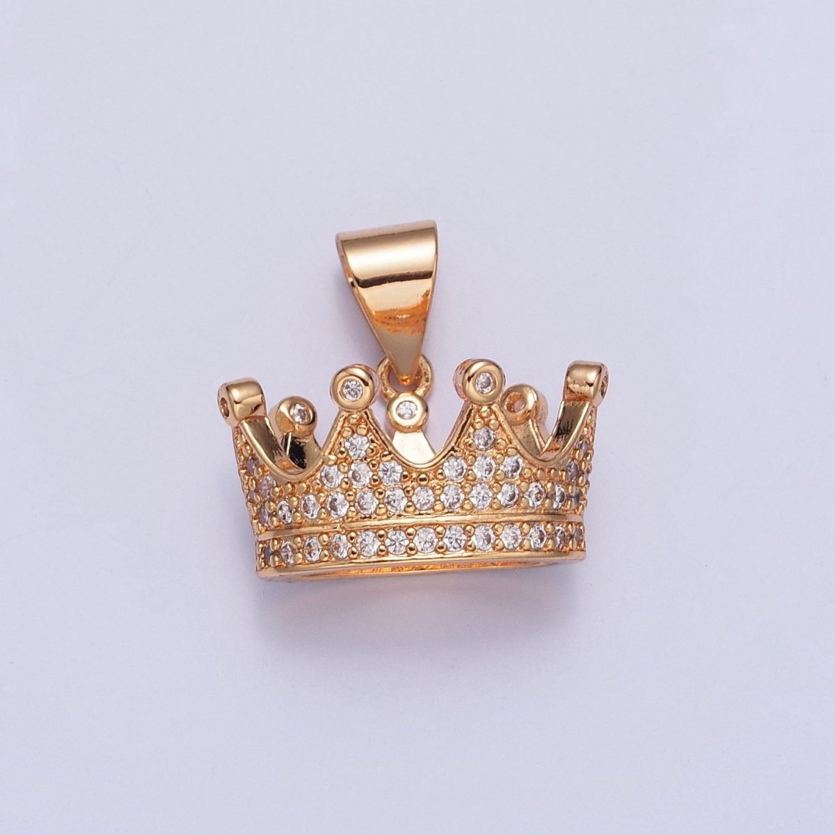 Micro Pave CZ Crown Pendant, Royalty King Queen Cubic Zirconia Charm Pendant  X-351