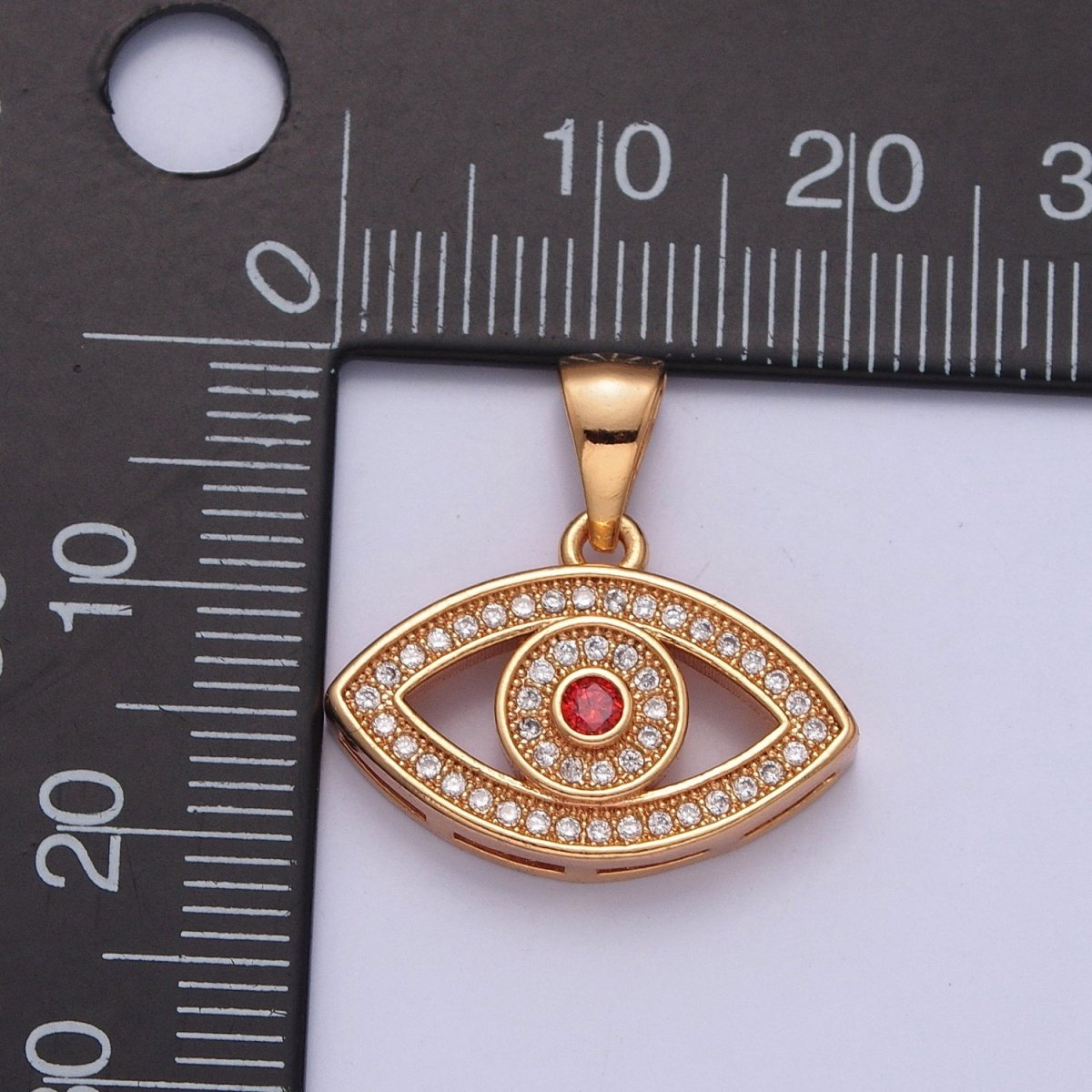 Micro Pave CZ Evil Eye Pendant, Protection Eye of Ra Charm For Jewelry Making X-369
