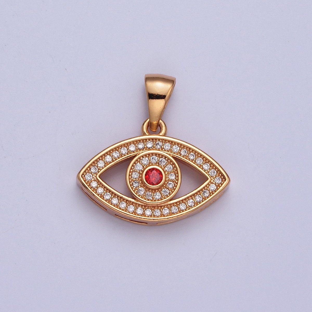 Micro Pave CZ Evil Eye Pendant, Protection Eye of Ra Charm For Jewelry Making X-369