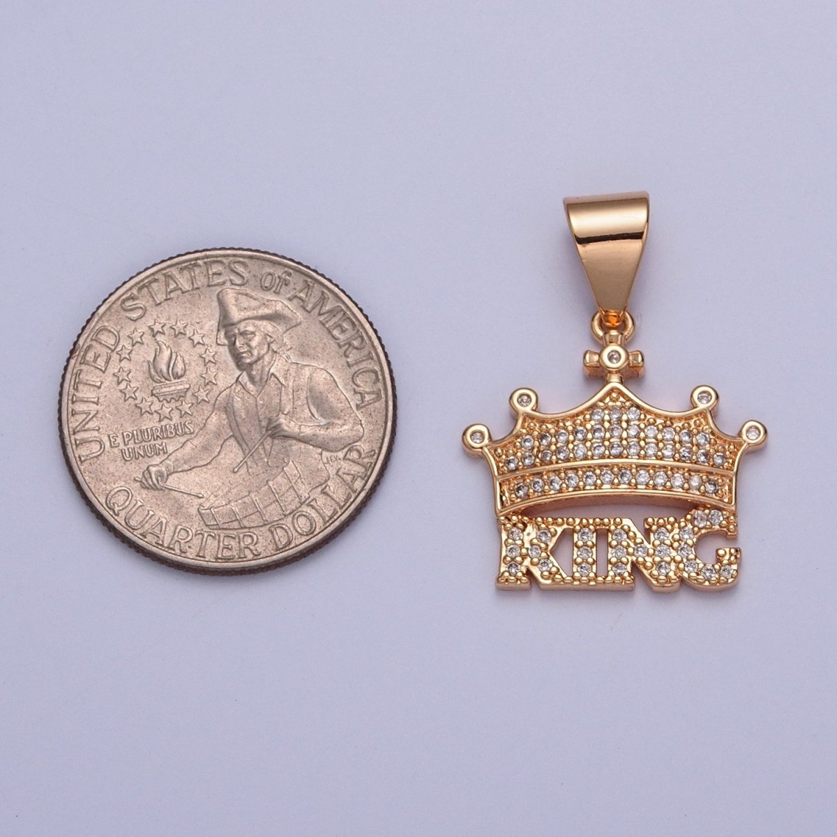Micro Pave CZ King Crown, Royalty Jewelry Cubic Zirconia Pendant  X-353
