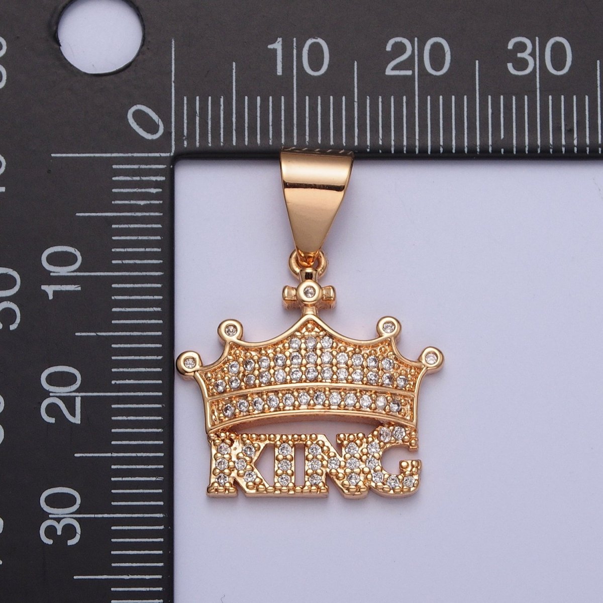 Micro Pave CZ King Crown, Royalty Jewelry Cubic Zirconia Pendant  X-353