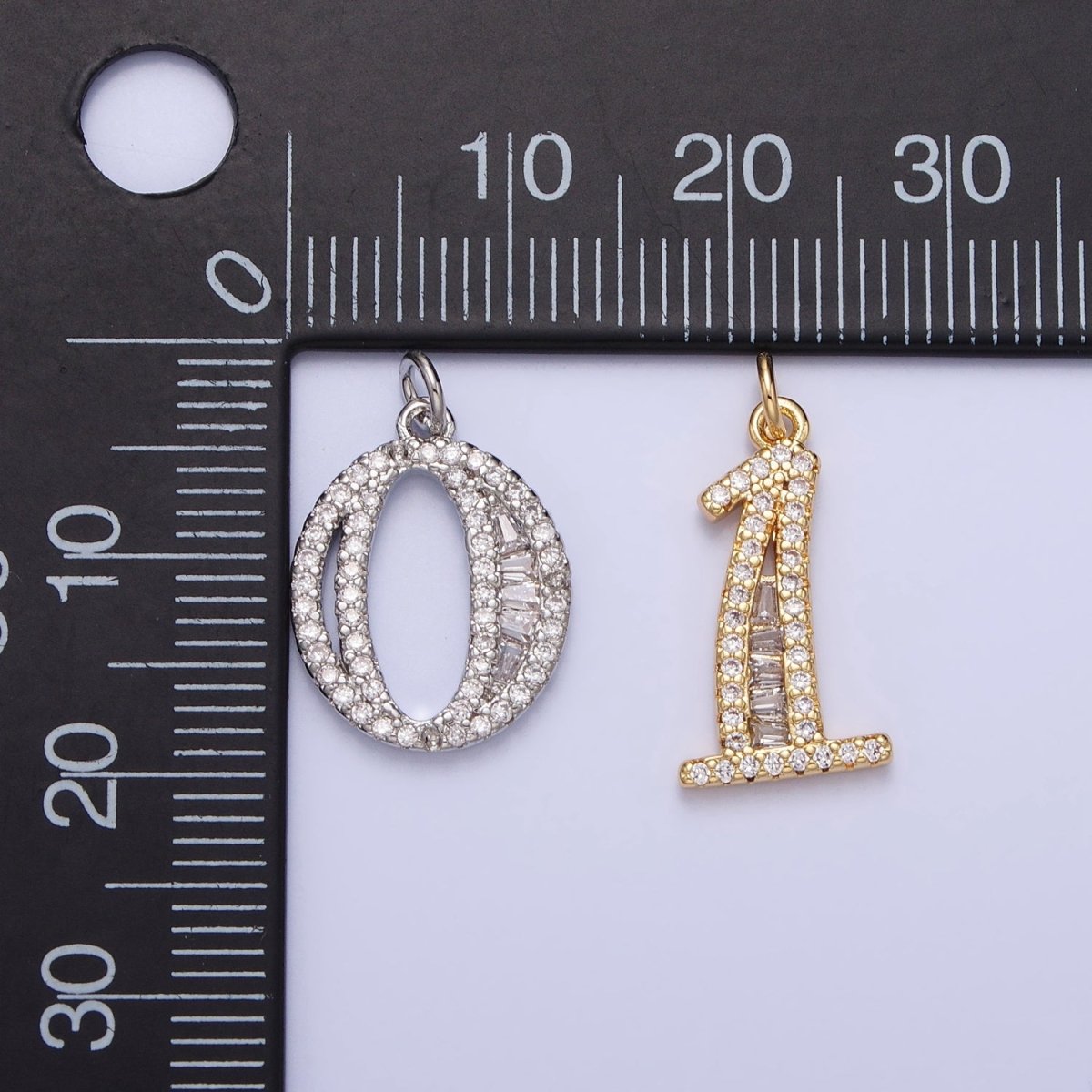 Micro Pave CZ Numbering Charms Pave Dangle Gold Filled Over Brass Number Charms Women Pave Number Findings Number 0-9 Charms AC519 - AC528