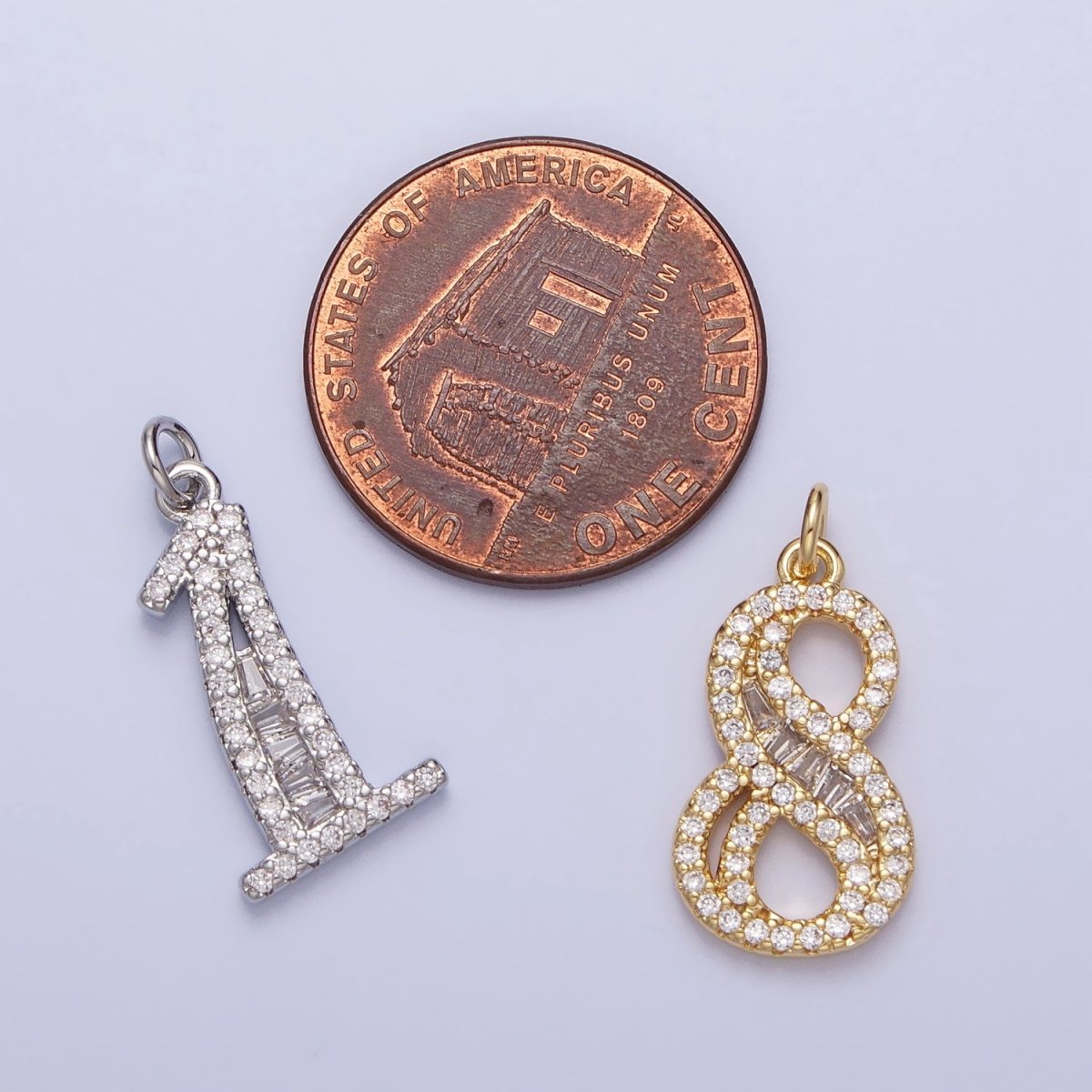 Micro Pave CZ Numbering Charms Pave Dangle Silver Number Charms Women Pave Number Findings Number 0-9 Charms AC529 - AC538