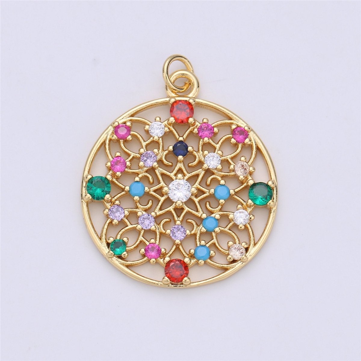 Micro Pave Dream Catcher Charm for Necklace Earring Charm Pendant Multi Color Cubic Coin Charm I-327