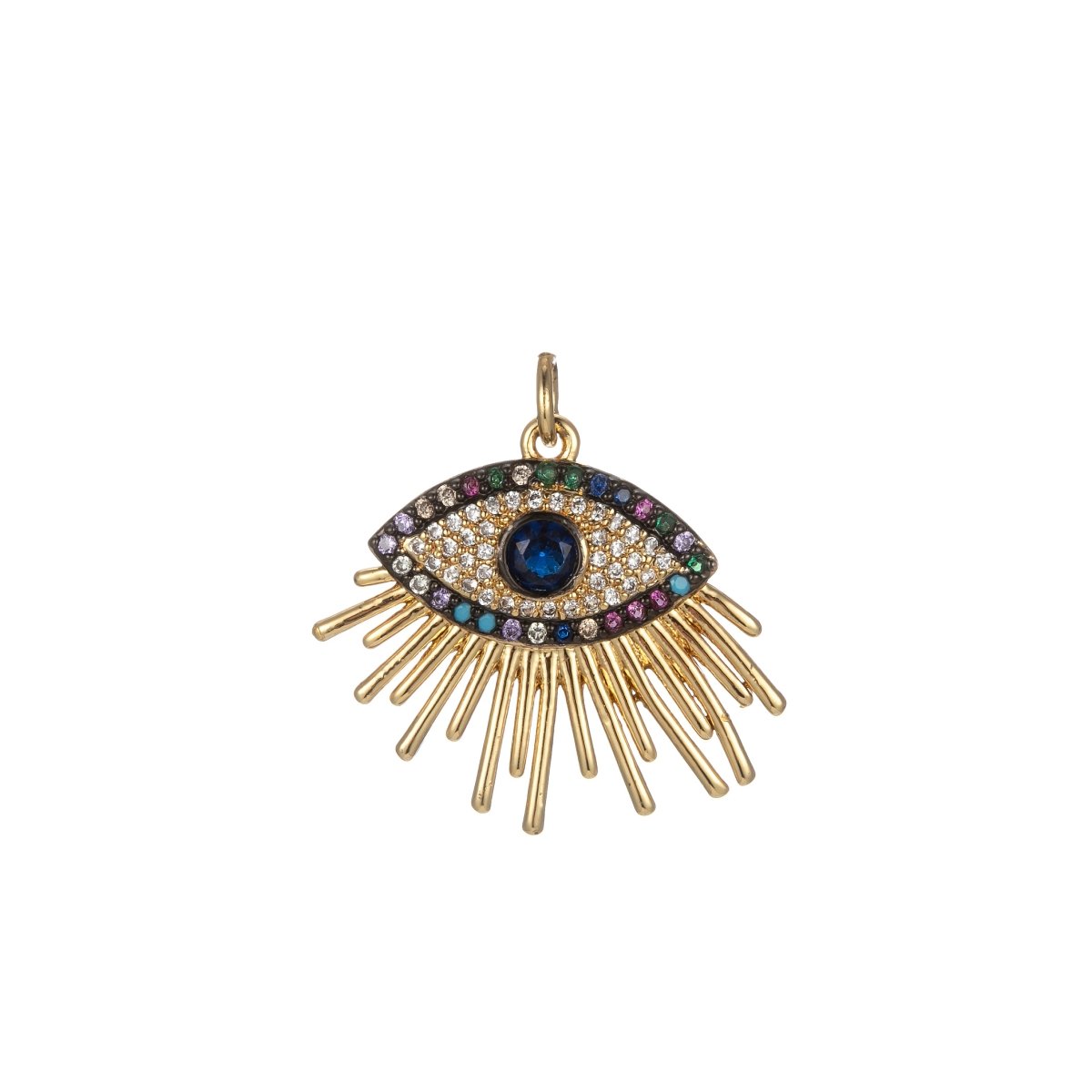 Micro Pave Evil Eye Charms Protection Jewelry Cubic Greek Eye of Ra Charm Jewelry Gold Pendant Necklace Earrings Medallion E-822