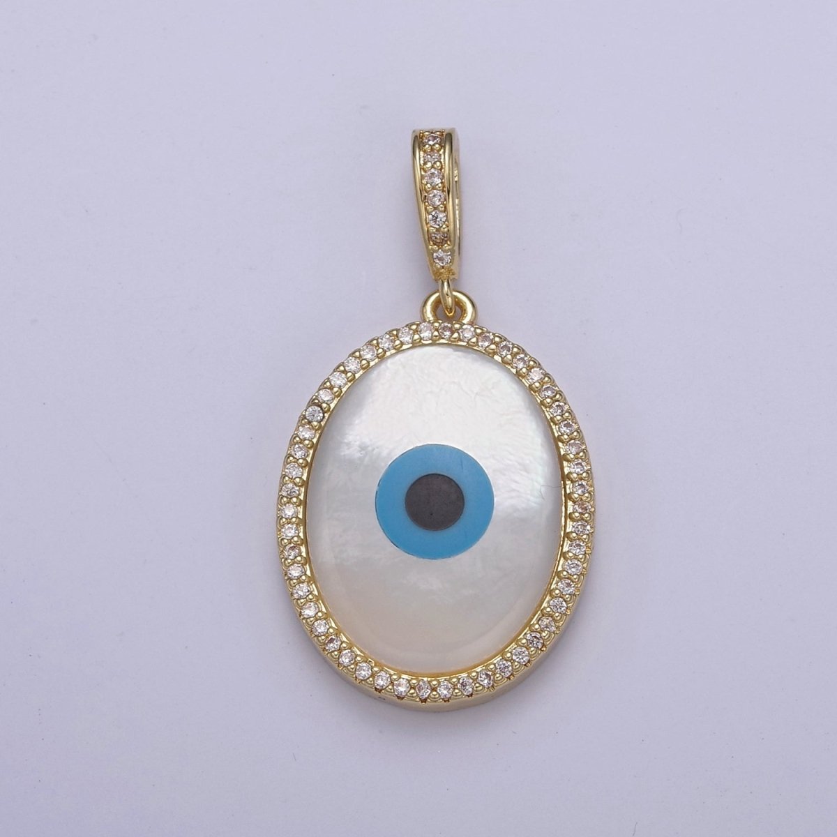 Micro Pave Gold Big Bold Evil Eye Charm For Statement Jewelry Necklace H-796