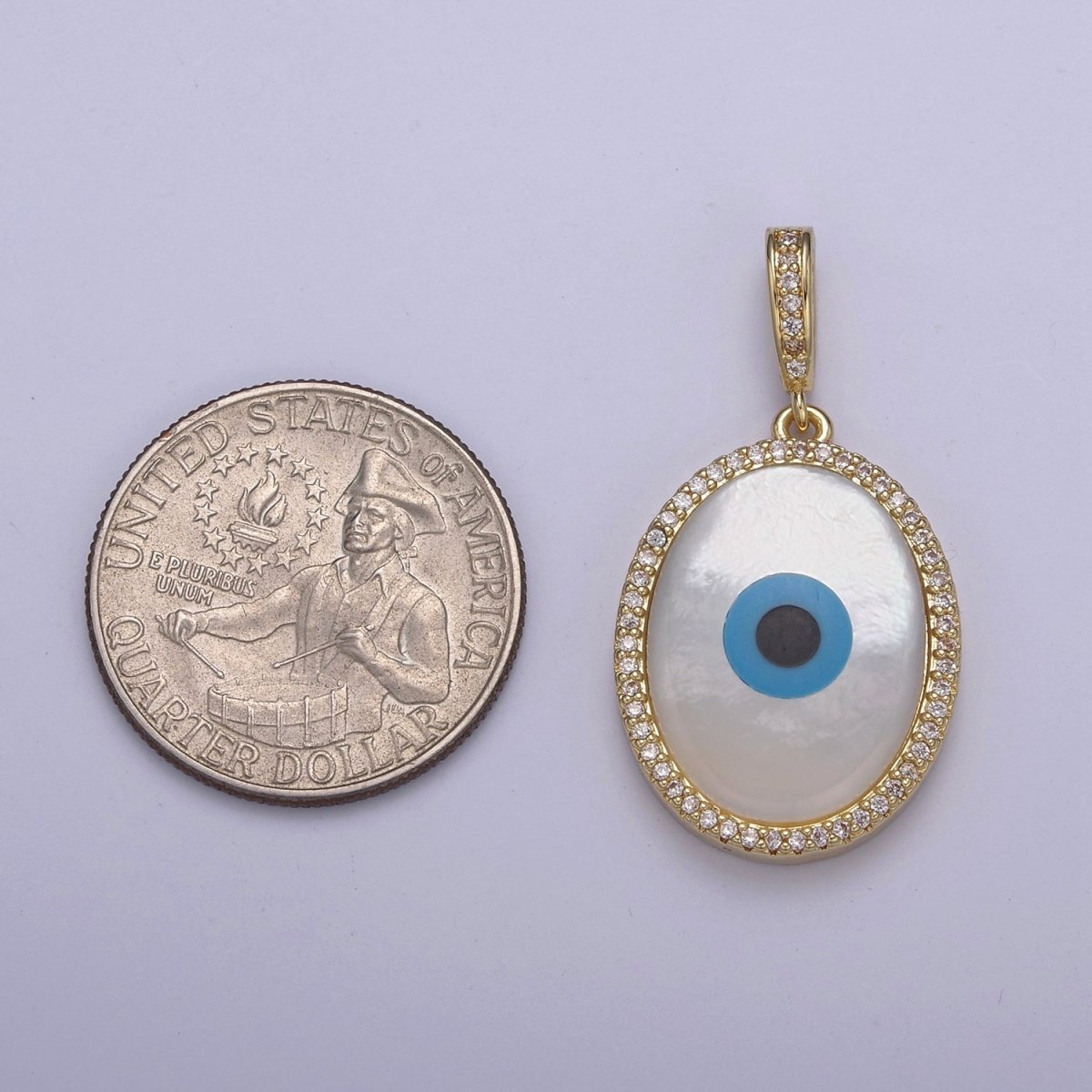 Micro Pave Gold Big Bold Evil Eye Charm For Statement Jewelry Necklace H-796