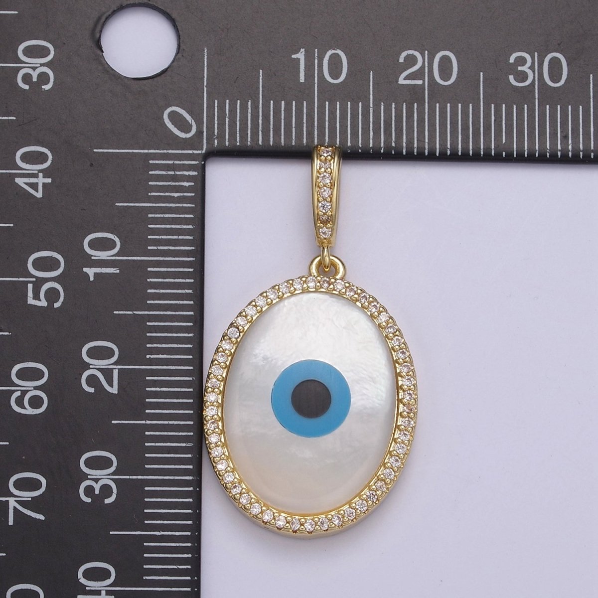 Micro Pave Gold Big Bold Evil Eye Charm For Statement Jewelry Necklace H-796