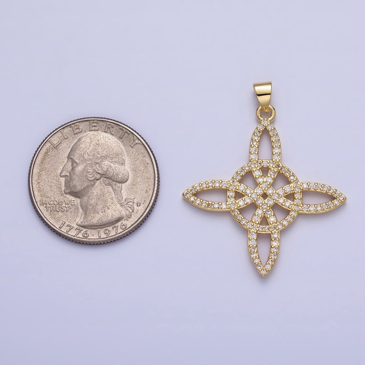 Micro Pave Gold Celtic Irish Scottish Trinity Knot Pendant Statement Celtic Knot Eternity Charm for Necklace AA-144
