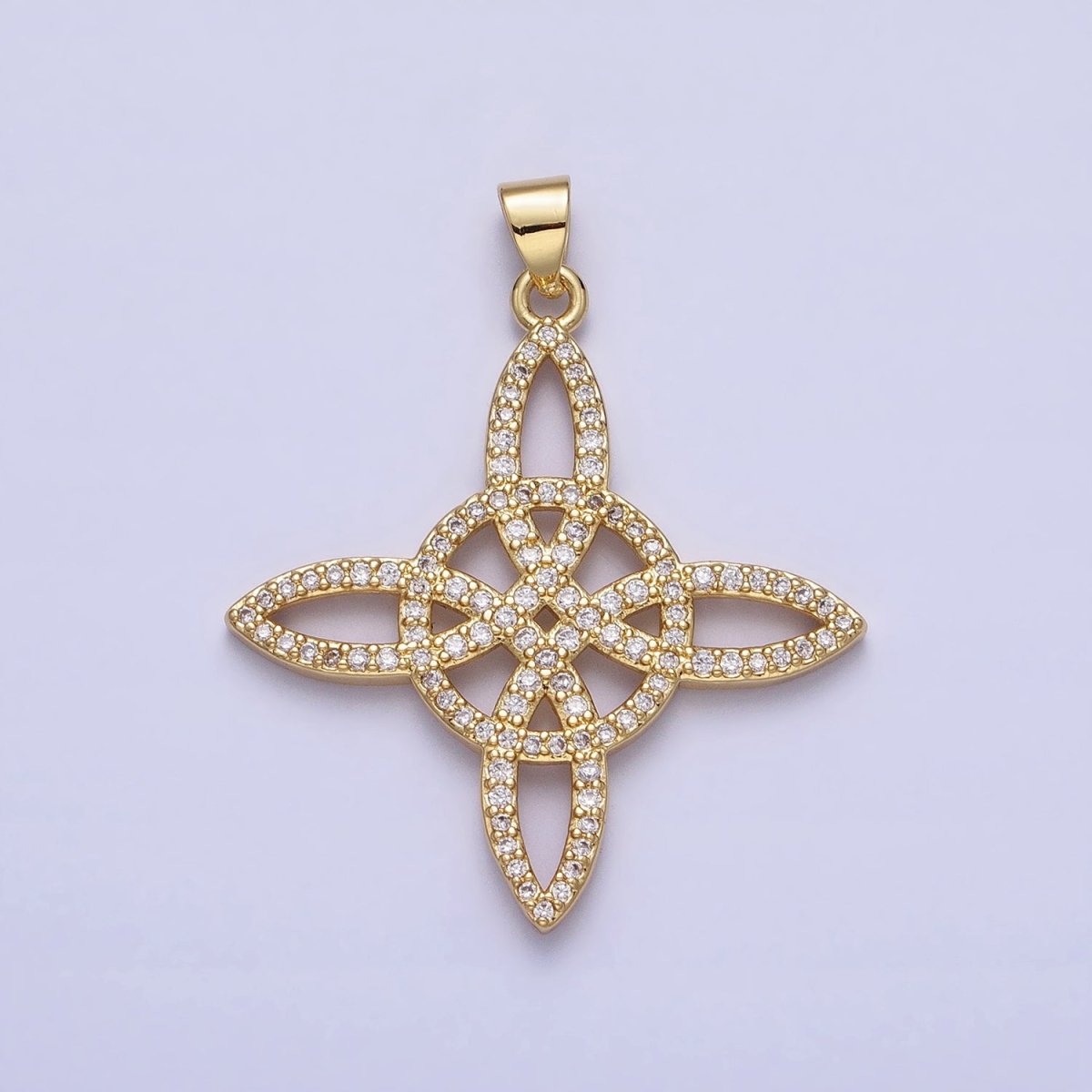 Micro Pave Gold Celtic Irish Scottish Trinity Knot Pendant Statement Celtic Knot Eternity Charm for Necklace AA-144