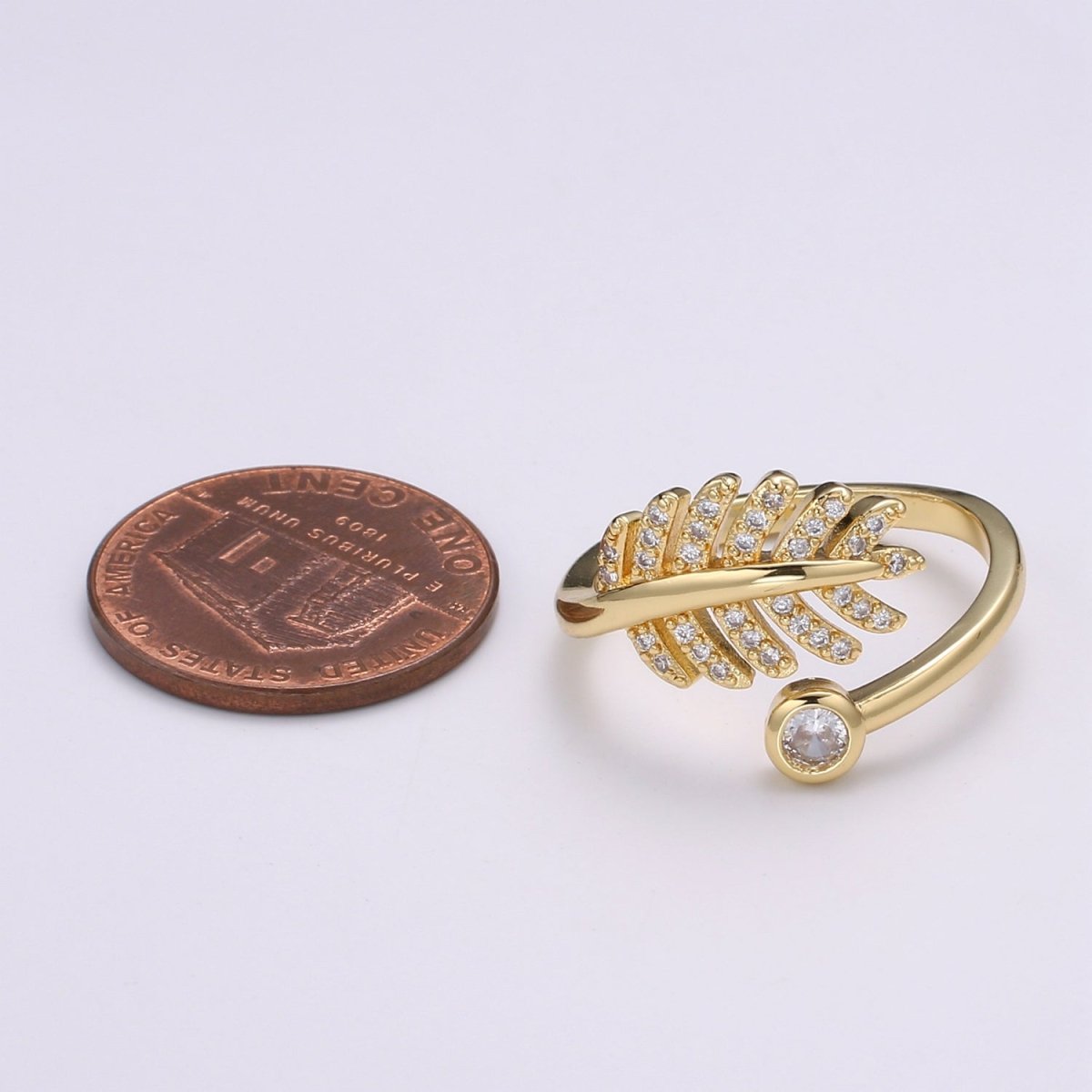 Micro Pave Gold Leaf Branch Ring, Gold Leaf Ring, Layering Ring, Vine Ring, Laurel Ring, Nature Jewelry, twig open adjustable ring