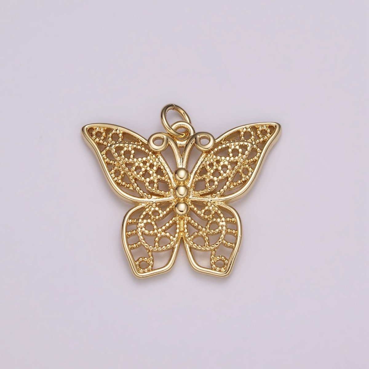 Micro Pave Gold Monarch Charm, Bracelet, Necklace, Earring Pendant Butterfly Charm N-162 N-163