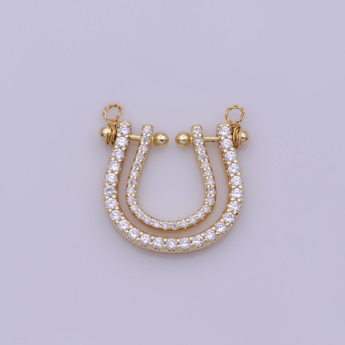 Micro Pave Gold Rainbow Shape Charm for Necklace Pendant Cubic Zirconia Harp Charm Pendant Connector L-333
