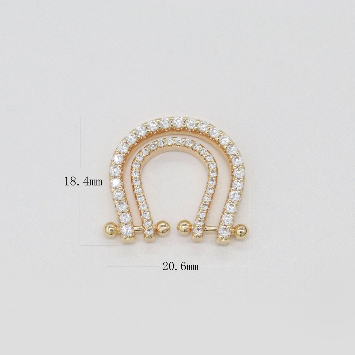 Micro Pave Gold Rainbow Shape Charm for Necklace Pendant Cubic Zirconia Harp Charm Pendant Connector L-333